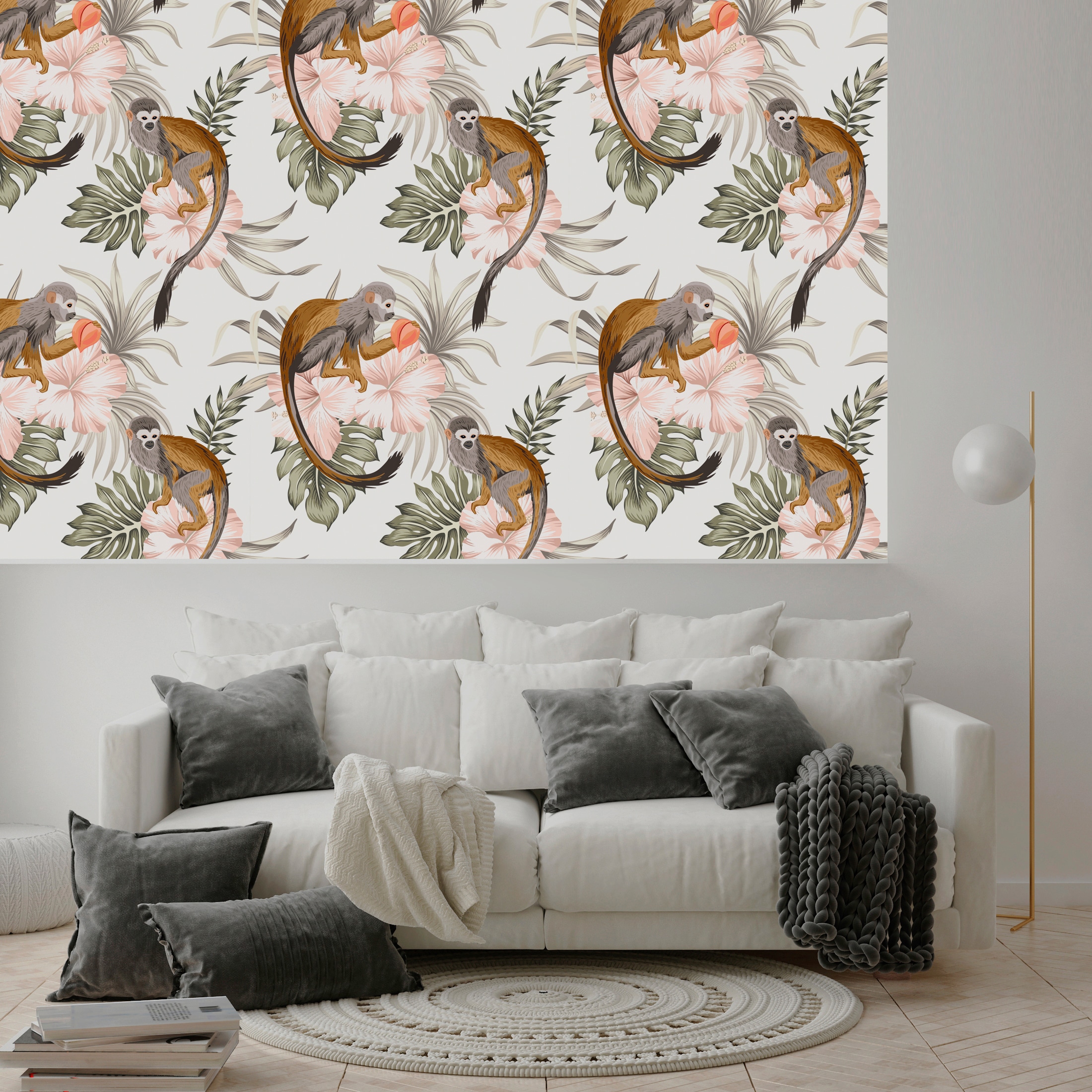queence Vinyltapete »Lorena«, bedruckt-Motiv-botanisch-floral-gemustert-natürlich, 90x250cm, selbstklebend, kinderleichte Anbringung, Sticker