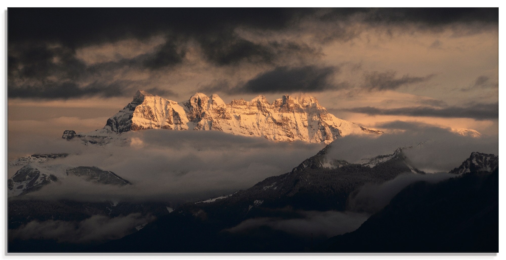 (1 St.), Midi, Glasbild im Schweizer »Dents verschiedenen Shop Online du OTTO bestellen Größen Berge, Berge«, Artland in