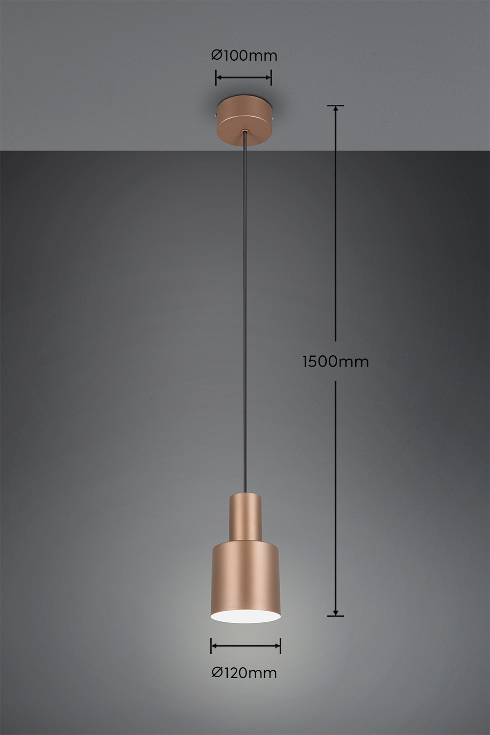 TRIO Leuchten Pendelleuchte »AGUDO, Hängelampe 1-flammig, exkl 1xE27 max 10W, höhenverstellbar« E27 1 Stk. warmweiß - kaltweiß Hängelampe Ø 12cm, bis max 150cm Abhängung, Küche Esszimmer Wohnzimmer