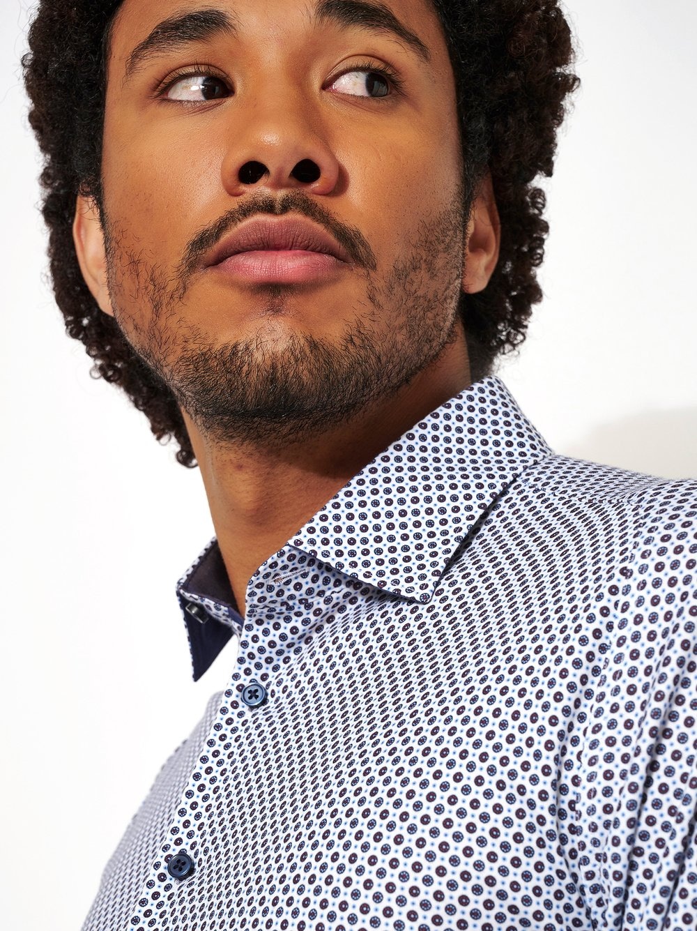 DESOTO Businesshemd »Jerseyhemd Casual Kent langarm«, Flexibler Stretch, mit Minimal Print, Kentkragen