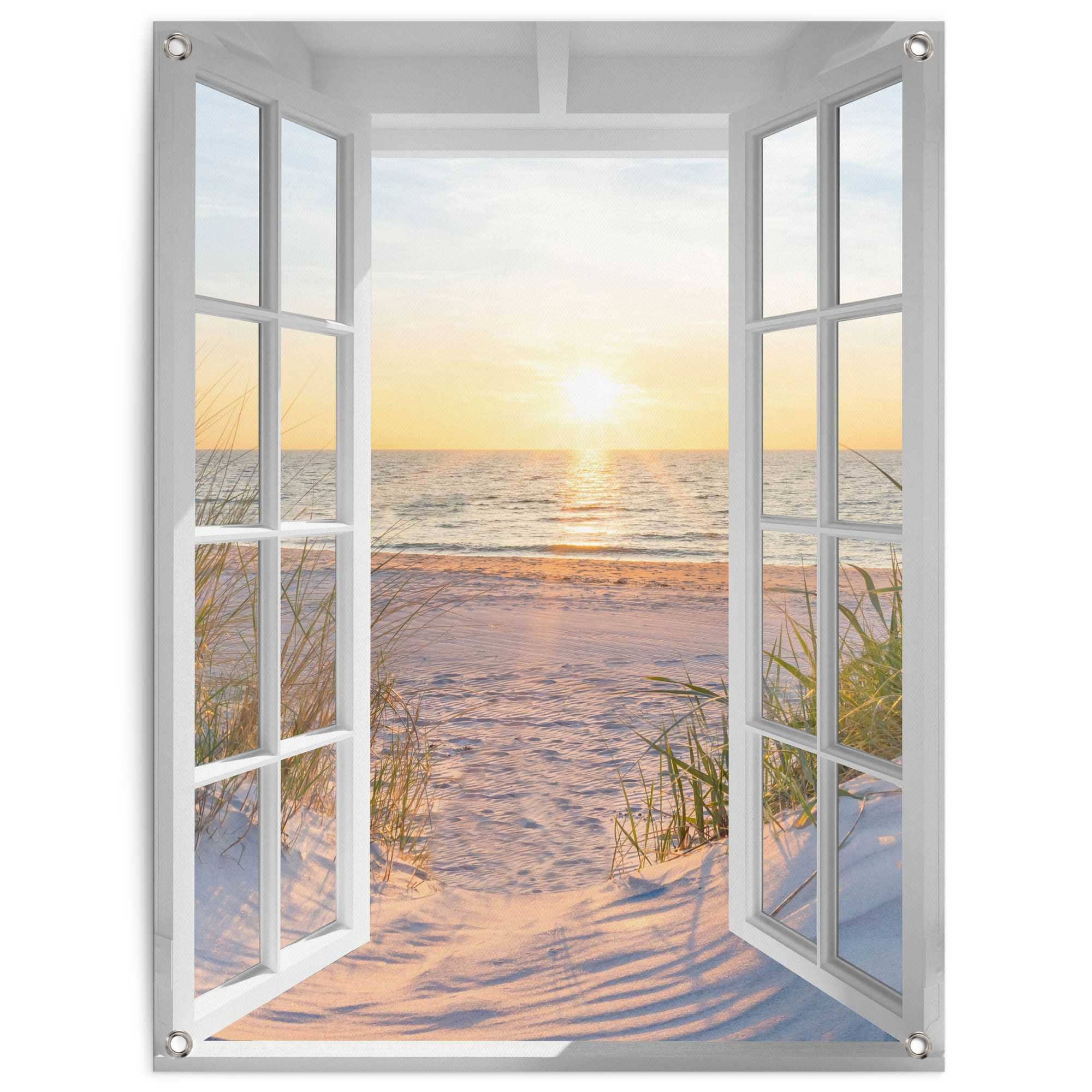 Poster »Sonnenuntergang durch das Fenster«, Outdoor für Garten oder Balkon