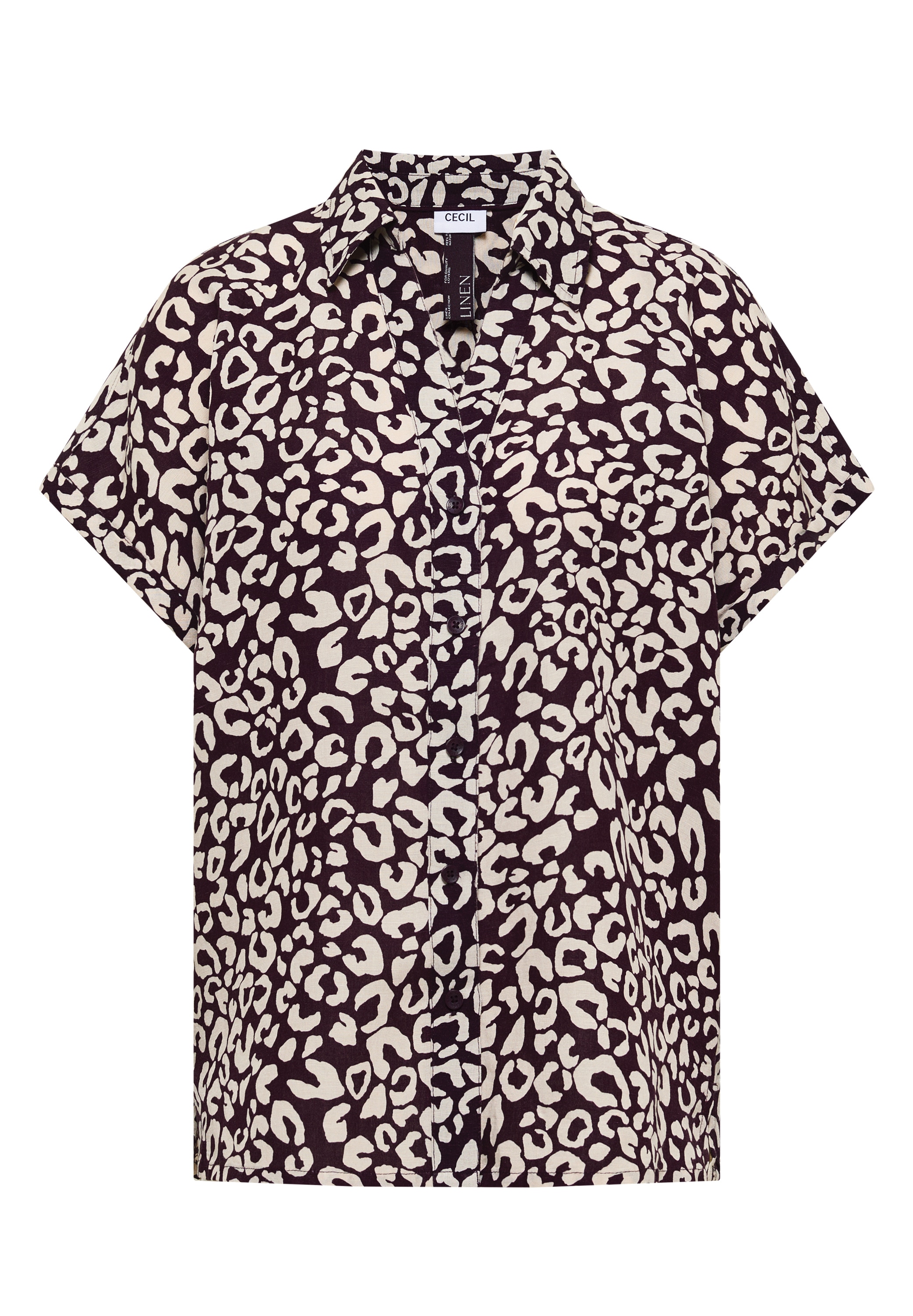 Cecil Druckbluse Sommerbluse mit Leo-Print aus Leinenmix