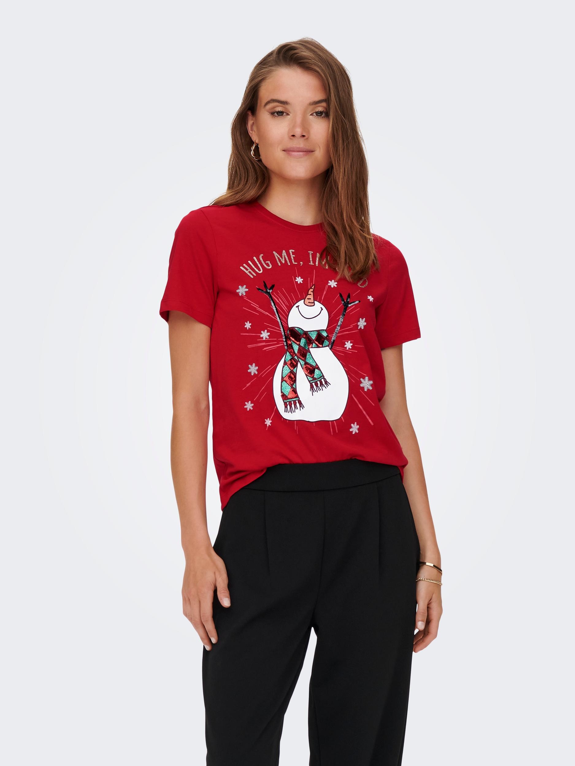 Rundhalsshirt »ONLXMAS YRSA CHRISTMAS REG S/S TOP JRS«