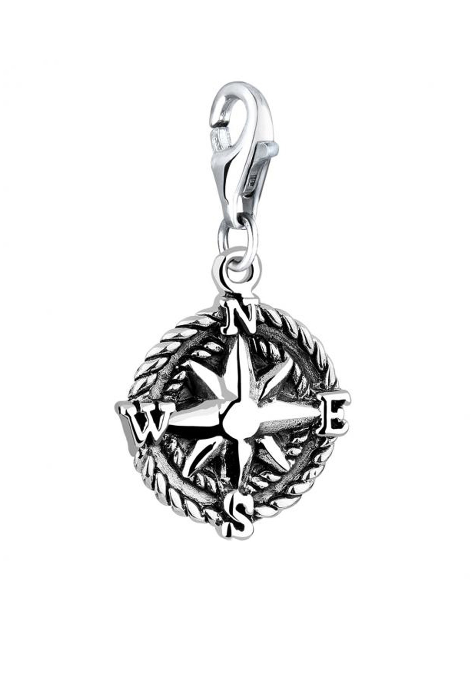 Nenalina Charm-Einhänger »Charm Anhänger Kompass Reise Oxid Windrose 925 Silber«