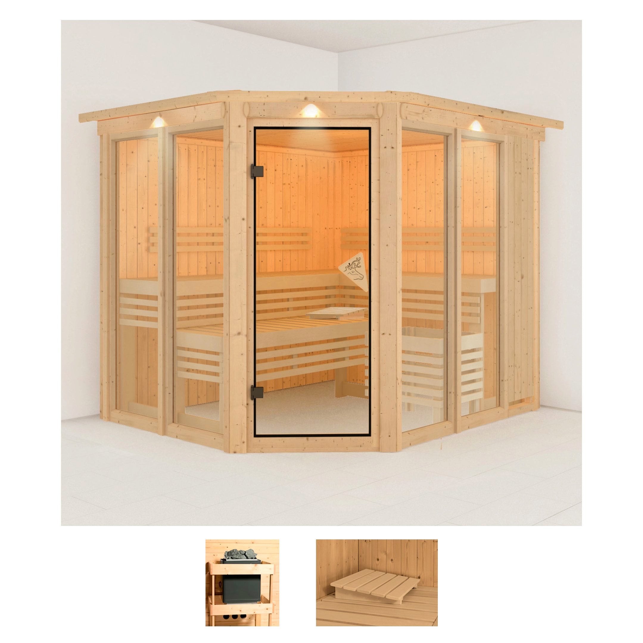Karibu Sauna »Anike 3«, (Set), ohne Ofen