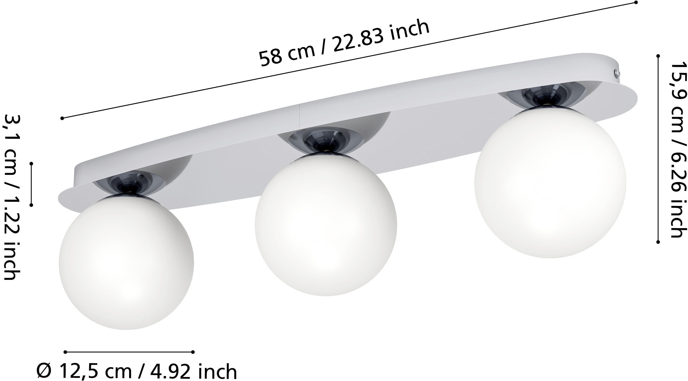 EGLO LED Deckenleuchte »CASTROVIDO Wand- / Deckenlampe - Stahl - G9 - 3X4,2W - IP44« G9 1 Stk. Wohzimmerlampe, Esszimmerlampe, Flur, Schlafzimmer, L58 x B13 x H16 cm
