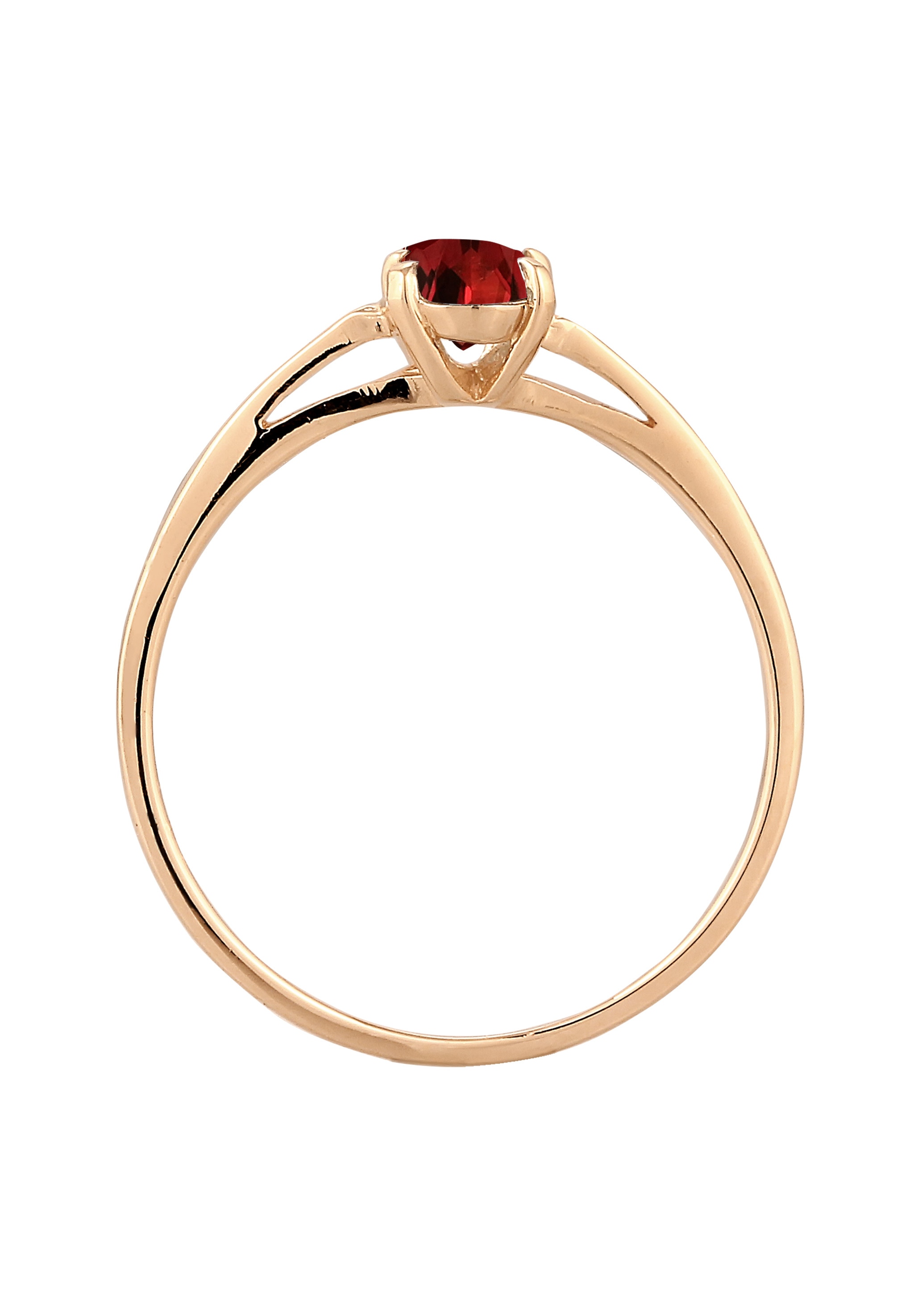 Elli Premium Silberring »Ring Solitär Granat Dunkelrot 585 Gelbgold«