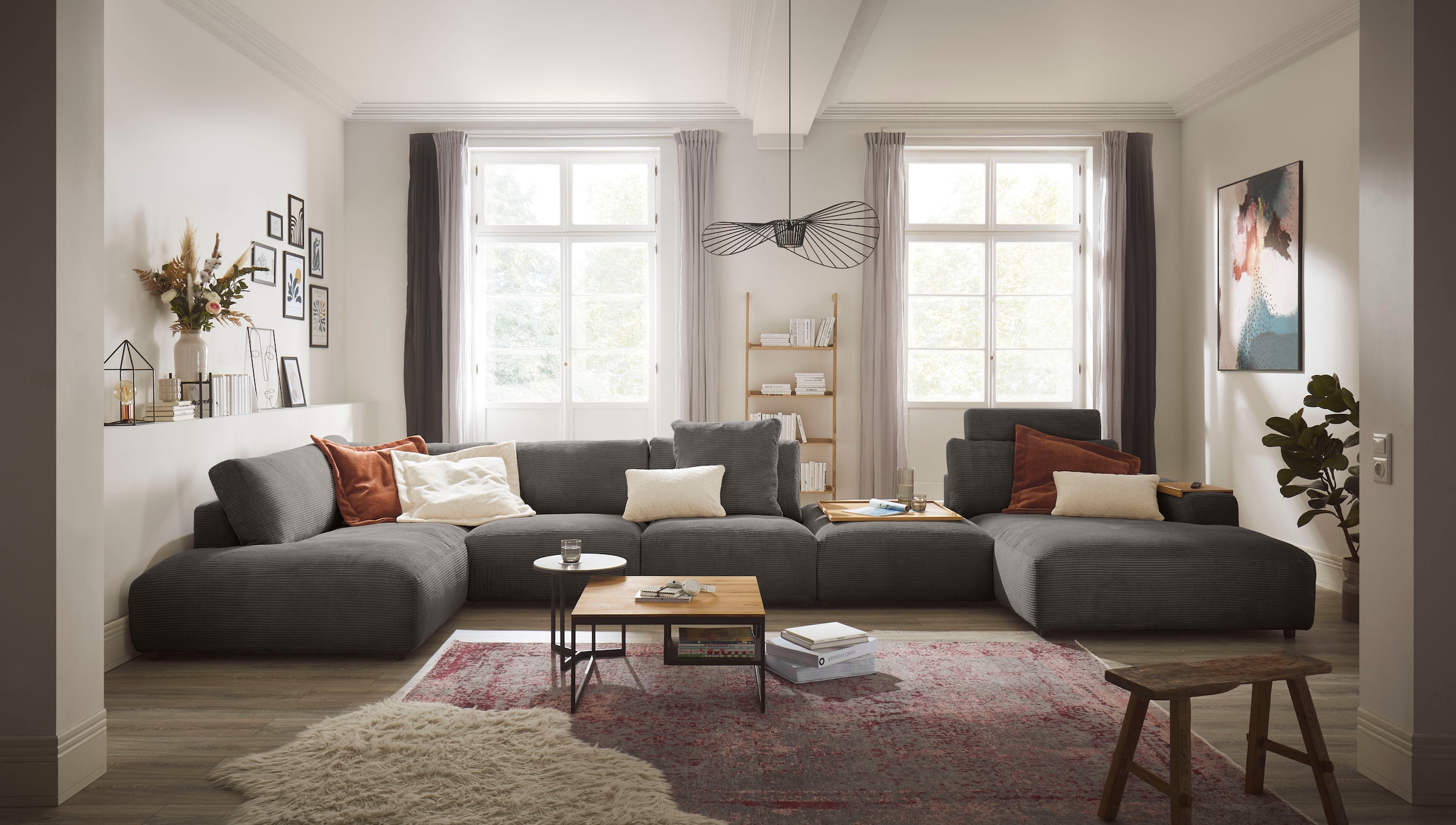 Musterring Wohnlandschaft »Lucia U-Form« Cord-Bezug, inklusive Kopfstütze, Gesamtbreite 524 cm