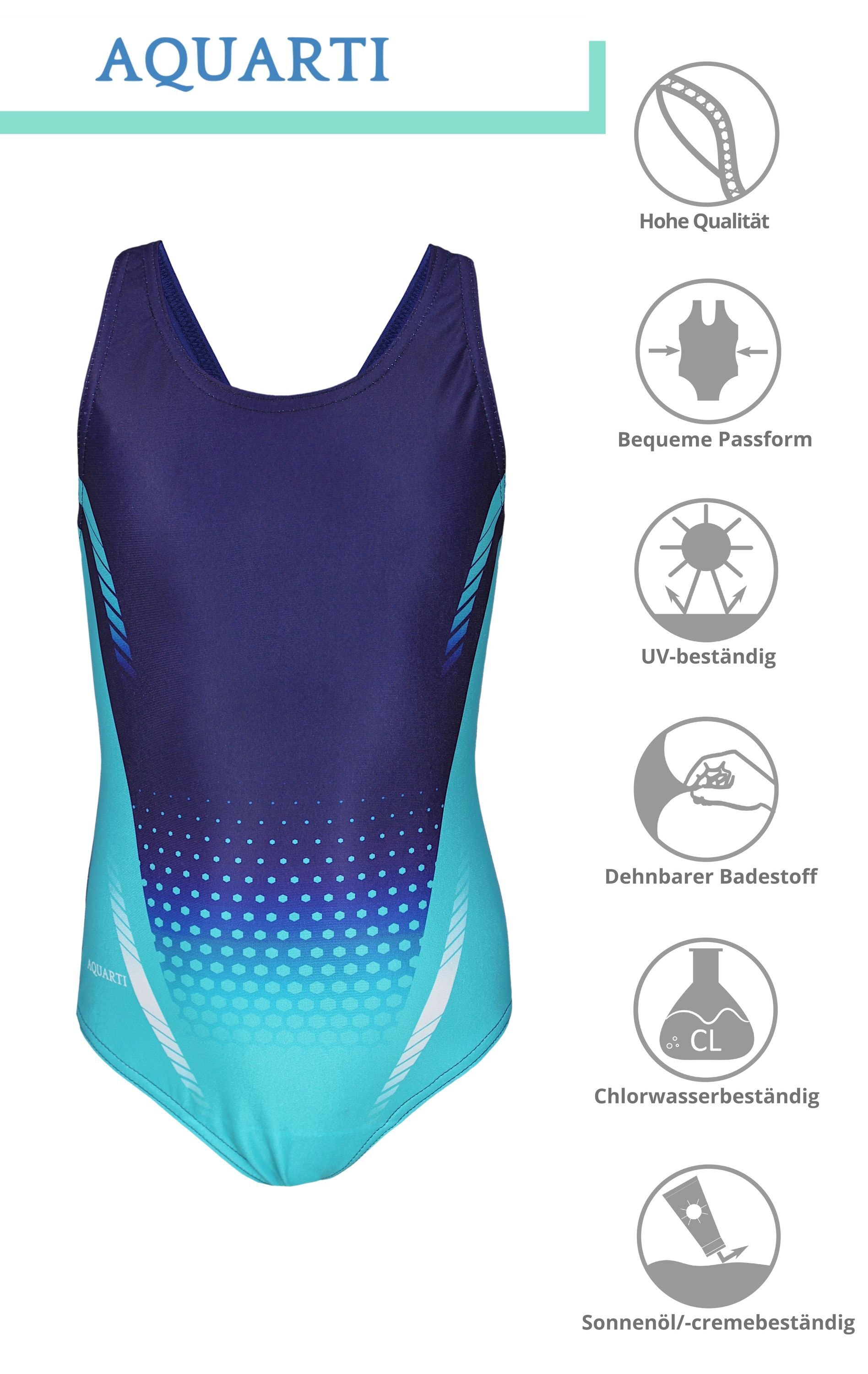 AQUARTI Badeanzug »Badeanzug Mädchen Badeanzug Chlorresistent Muscleback Wassersport«