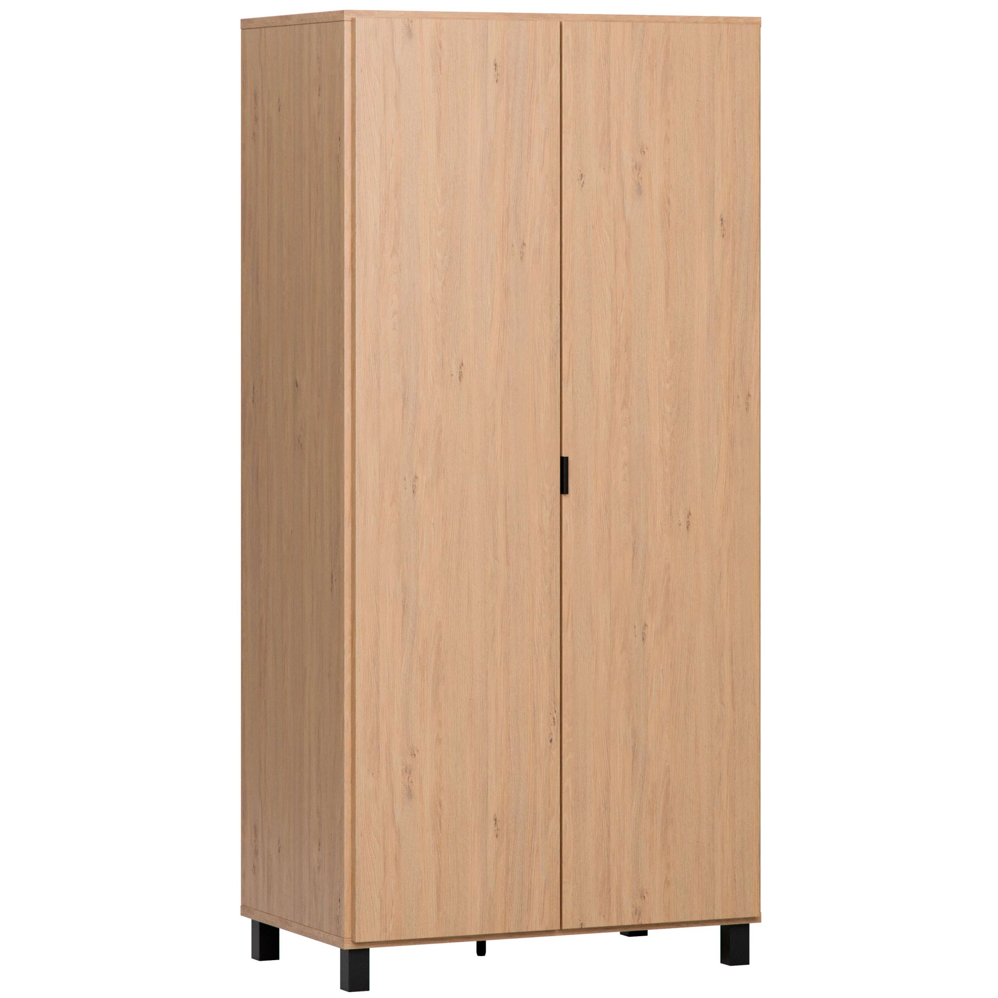 VOX Kleiderschrank »SIMPLE Garderobe, Wäscheschrank mit 5 Einlegeböden und 2 Kleiderstange«, mit 2 Drehtüren und schwarzen Griffen, Maße B/T/H: 92,5/57/189,5 cm