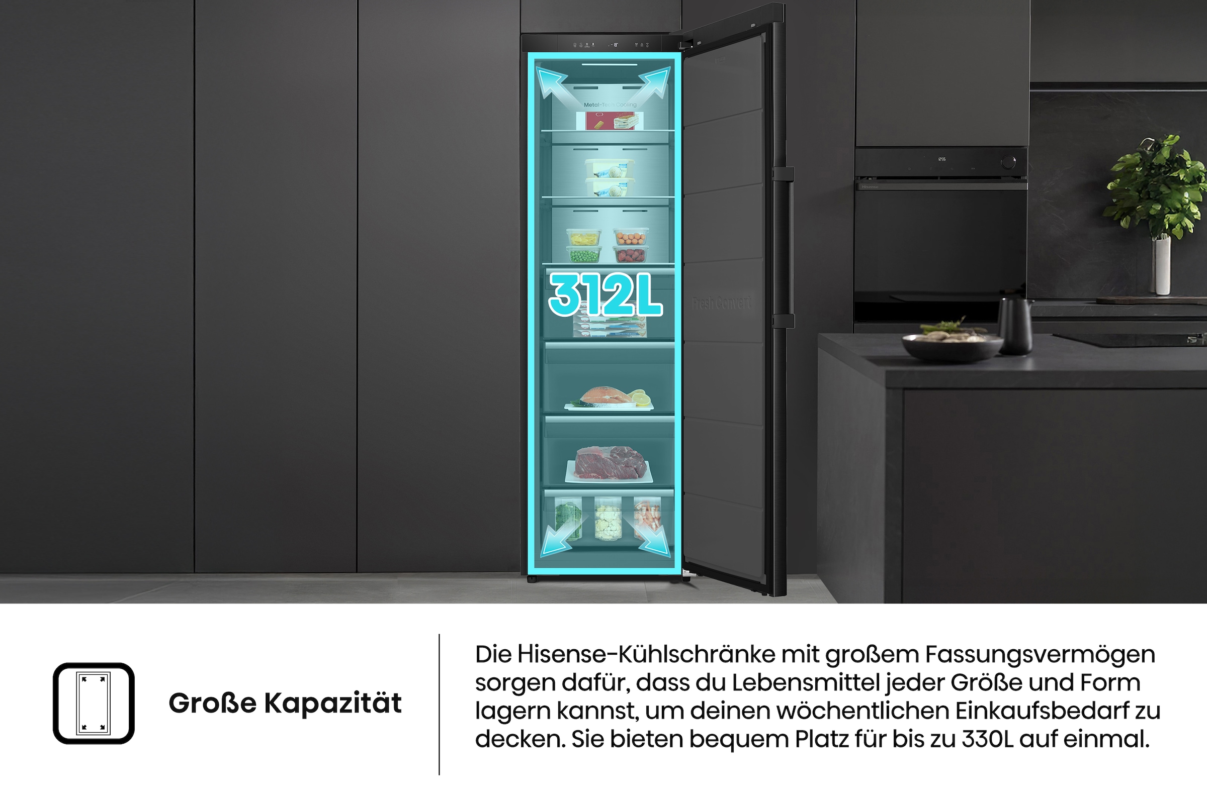 Hisense Gefrierschrank »FT5K310GSFC1« 185,6 cm hoch 59,5 cm breit KitchenFit