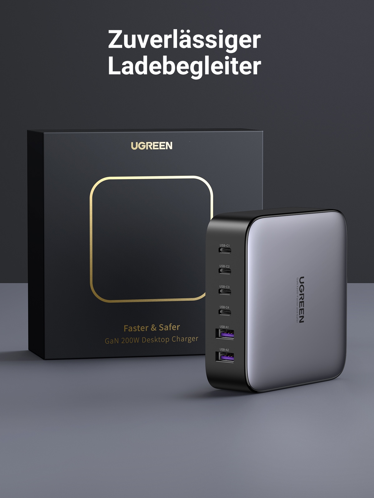 UGREEN Laptop-Ladegerät »Desktop Fast Charger 2*USB-A+4*USB-C 200W CD271«