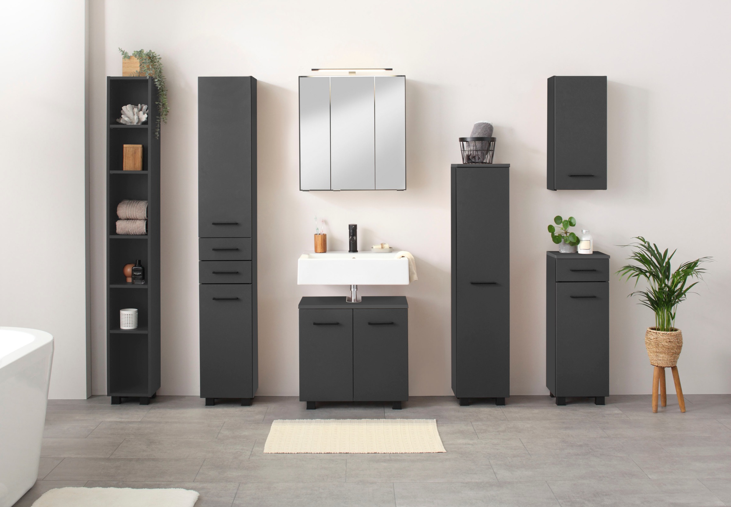 welltime Midischrank »Trento, verschiedene Ausführungen und Farben«, Badmöbel, Breite 30 cm, 1 Tür, Made in Germany