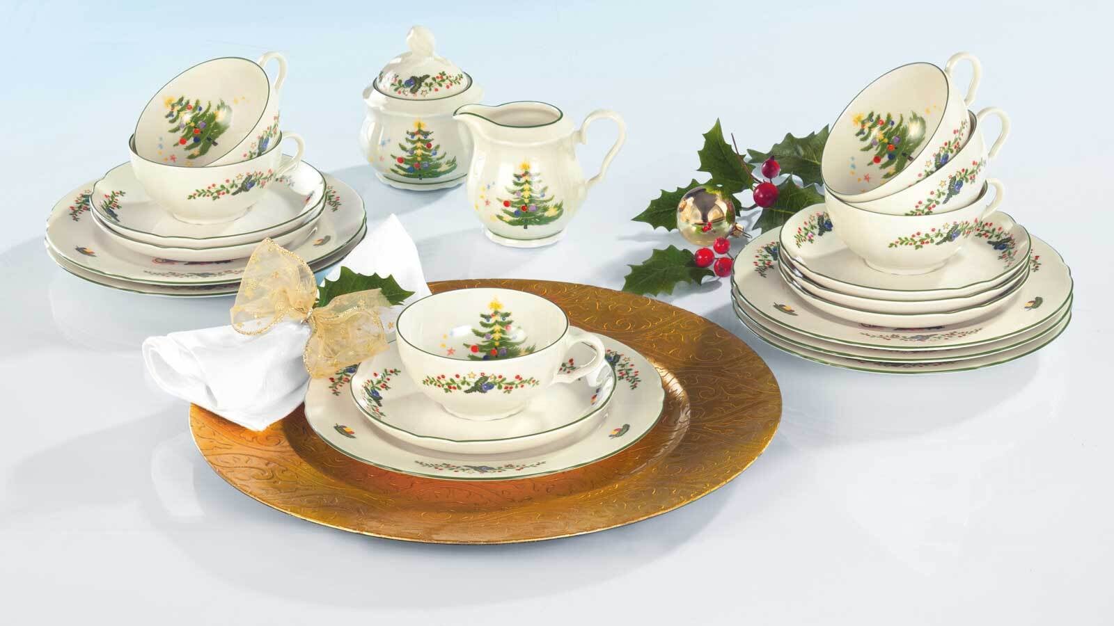 Seltmann Weiden Tasse »Teetassen Marieluise Weihnachten 210 ml 6er Set weiß-grün« Spülmaschinengeeignet, Mikrowellengeeignet, Ofenfest, Salamandergeeignet, Kühlschrankgeeignet, Gefrierschrankgeeignet
