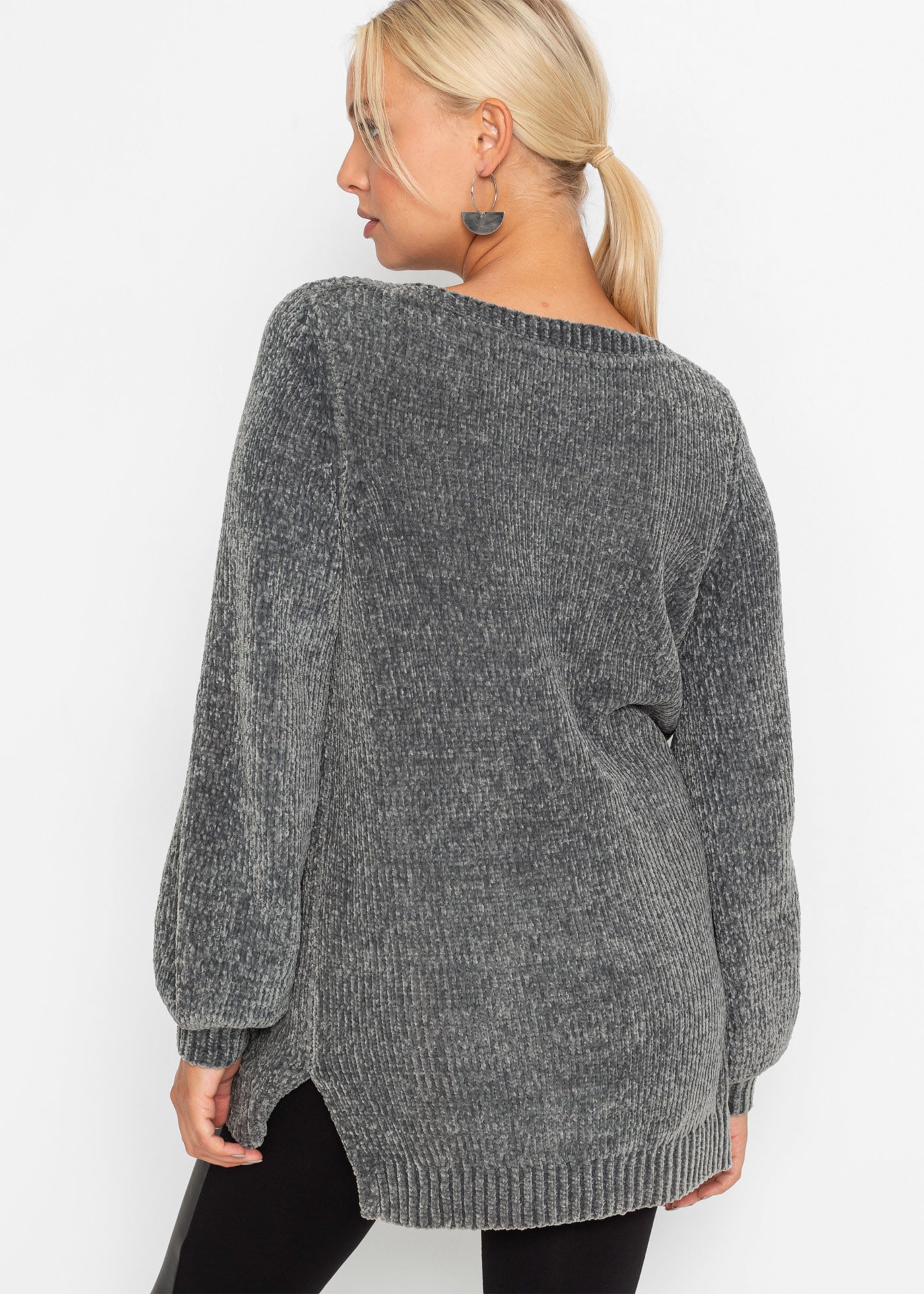 bonprix Longpullover »Chenille-Longpullover« aus Chenille, mit breitem U-Boot-Ausschnitt, für kühle Tage
