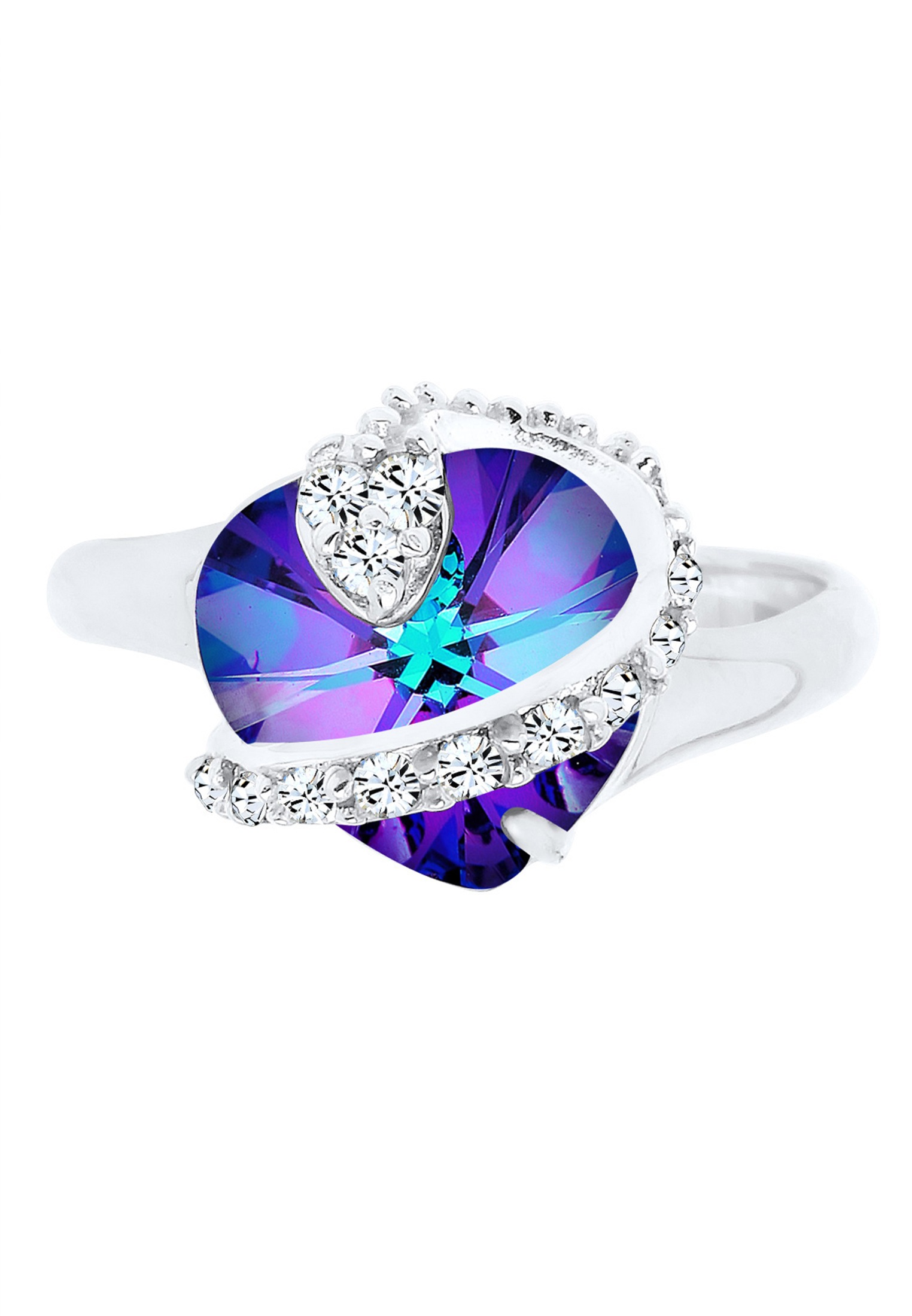 Elli Silberring »Ring Herz Kristalle Glamourös 925 Silber«