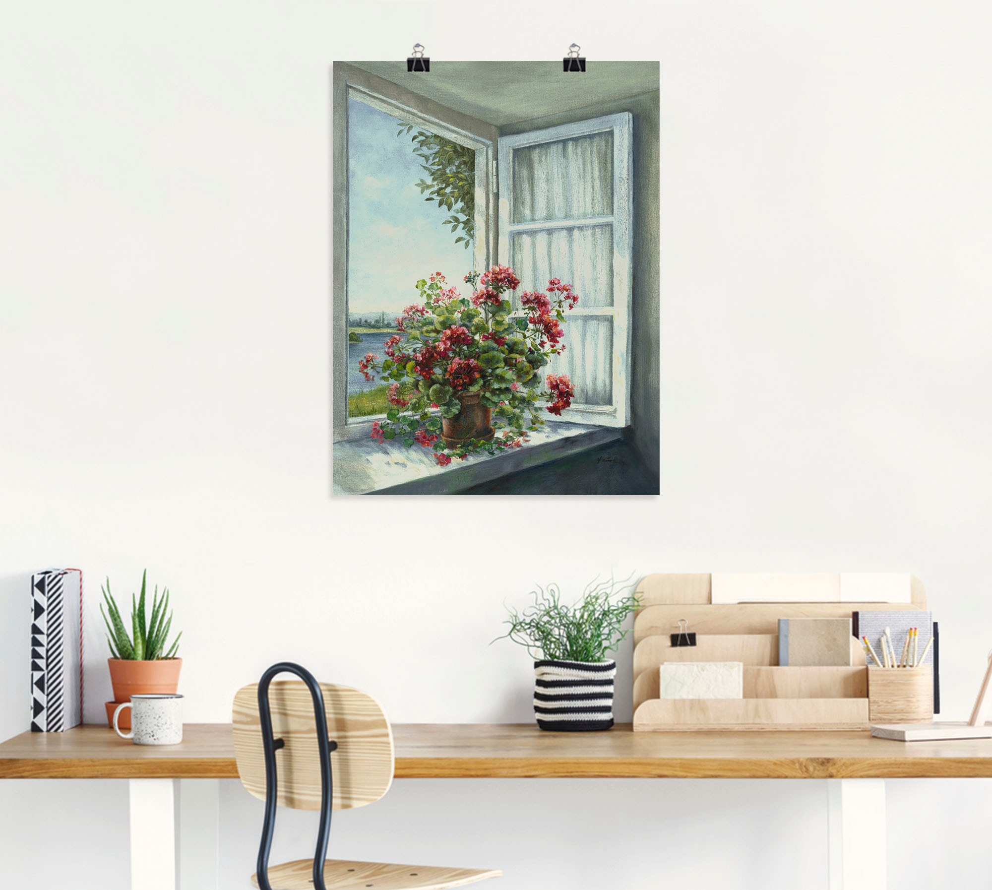 Artland Wandbild »Geranien am Fenster« Blumen 1 Stk. tlg. als Leinwandbild, Poster in verschied. Größen