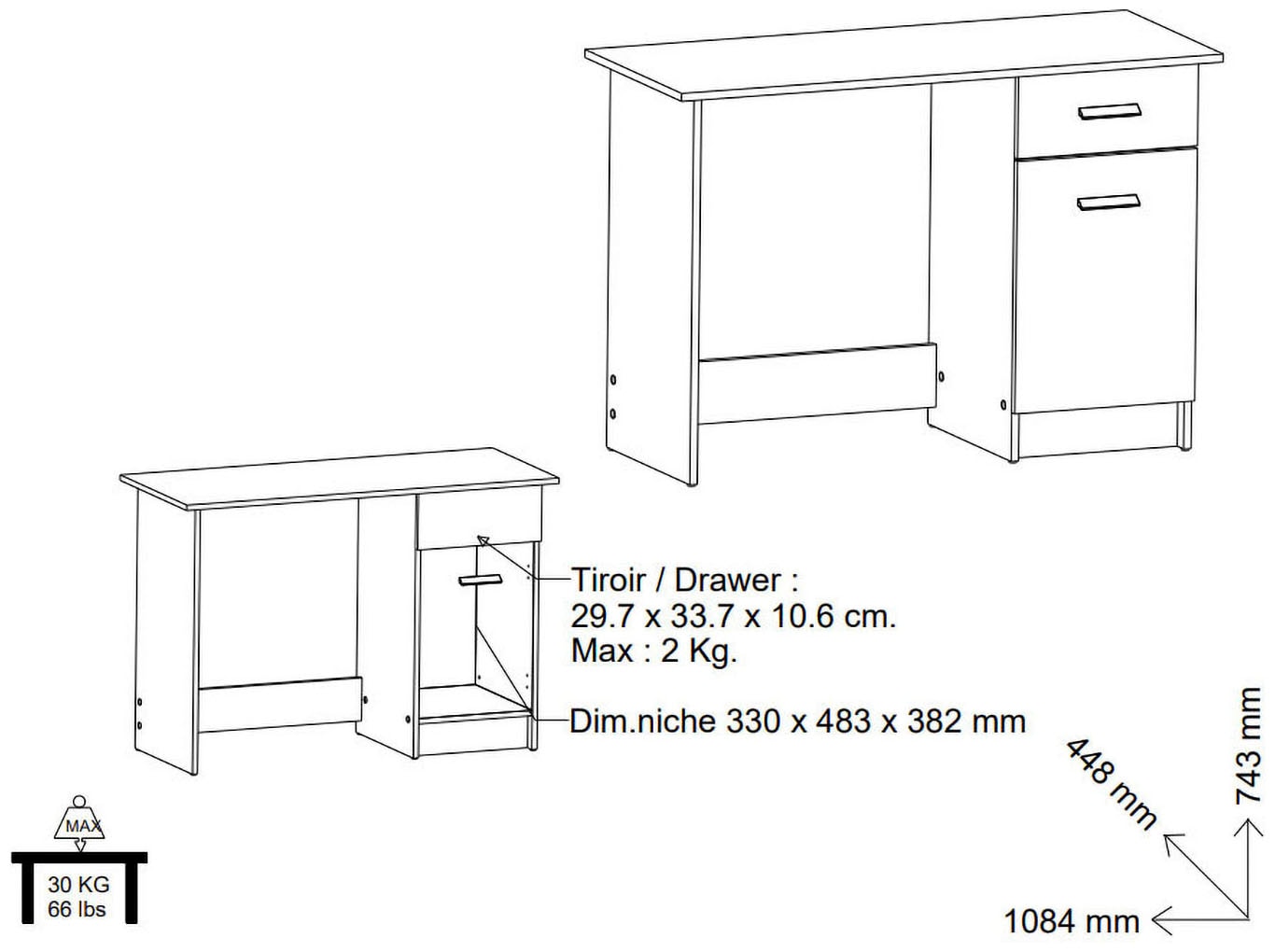 Demeyere GROUP Schreibtisch »Osiris« Schreibtisch 1Turig 1 Schublade