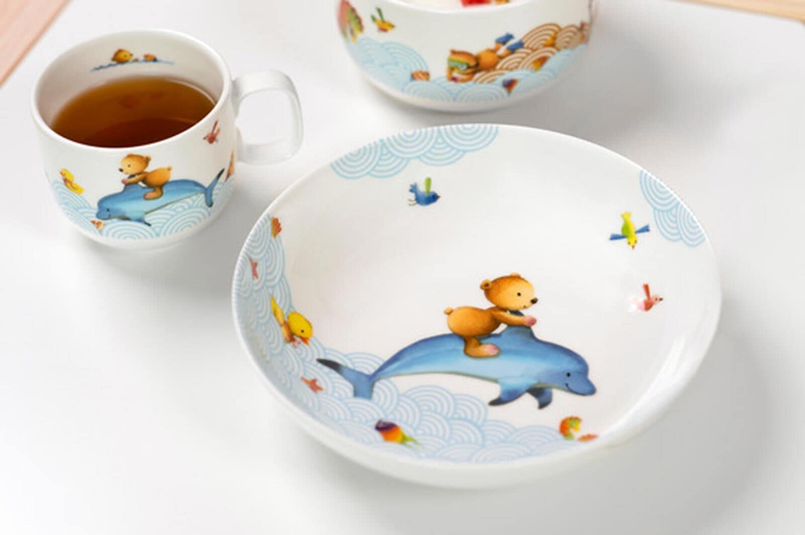 Villeroy & Boch Kindergeschirr-Set »Kindergeschirrset Happy as a Bear 2er Set bunt« Spülmaschinenfest, Mikrowellensicher