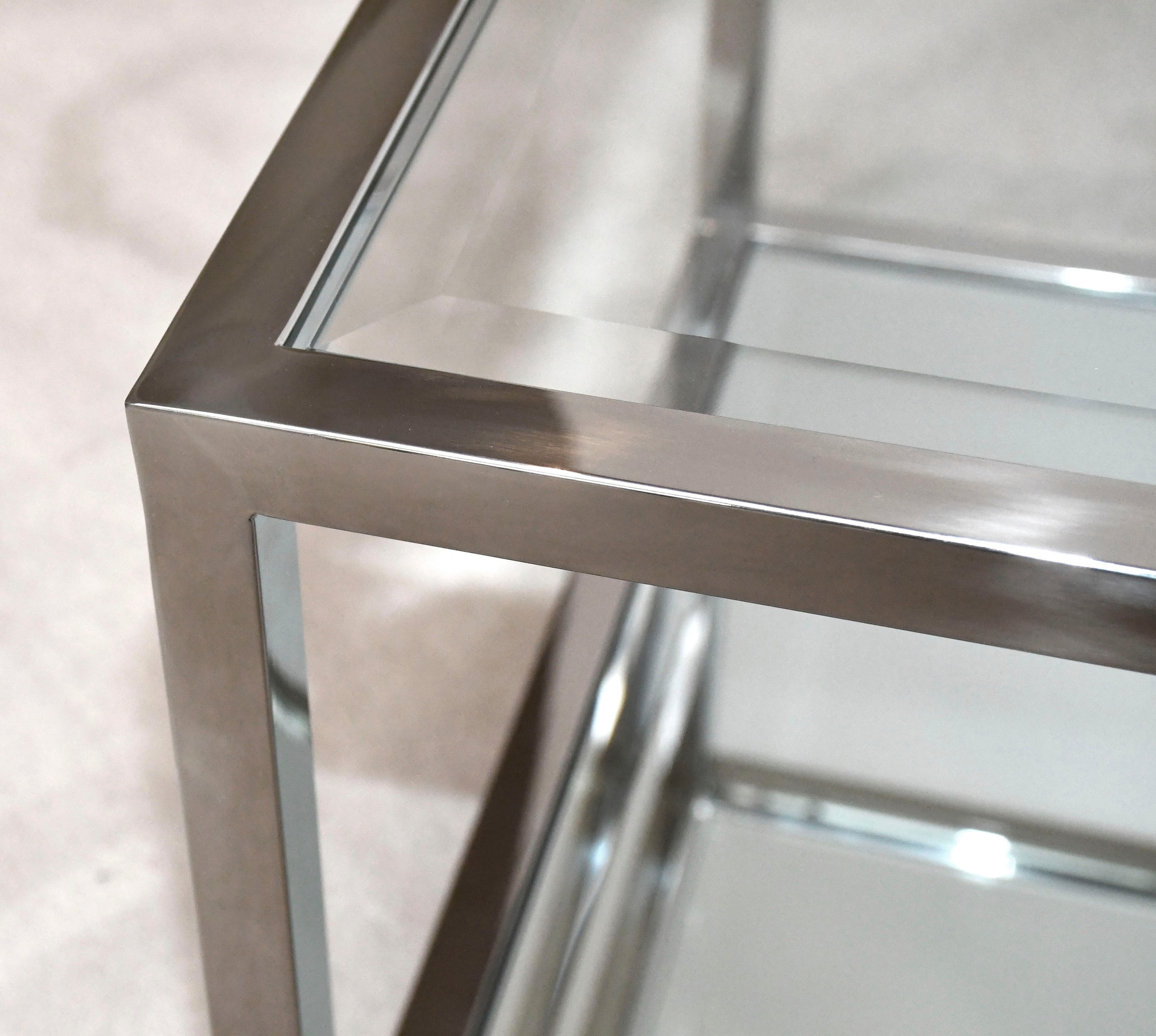 Leonique Couchtisch »Maik«, Couchtisch, 4 Tische, Glas, Chromgestell, 50x50x35/45