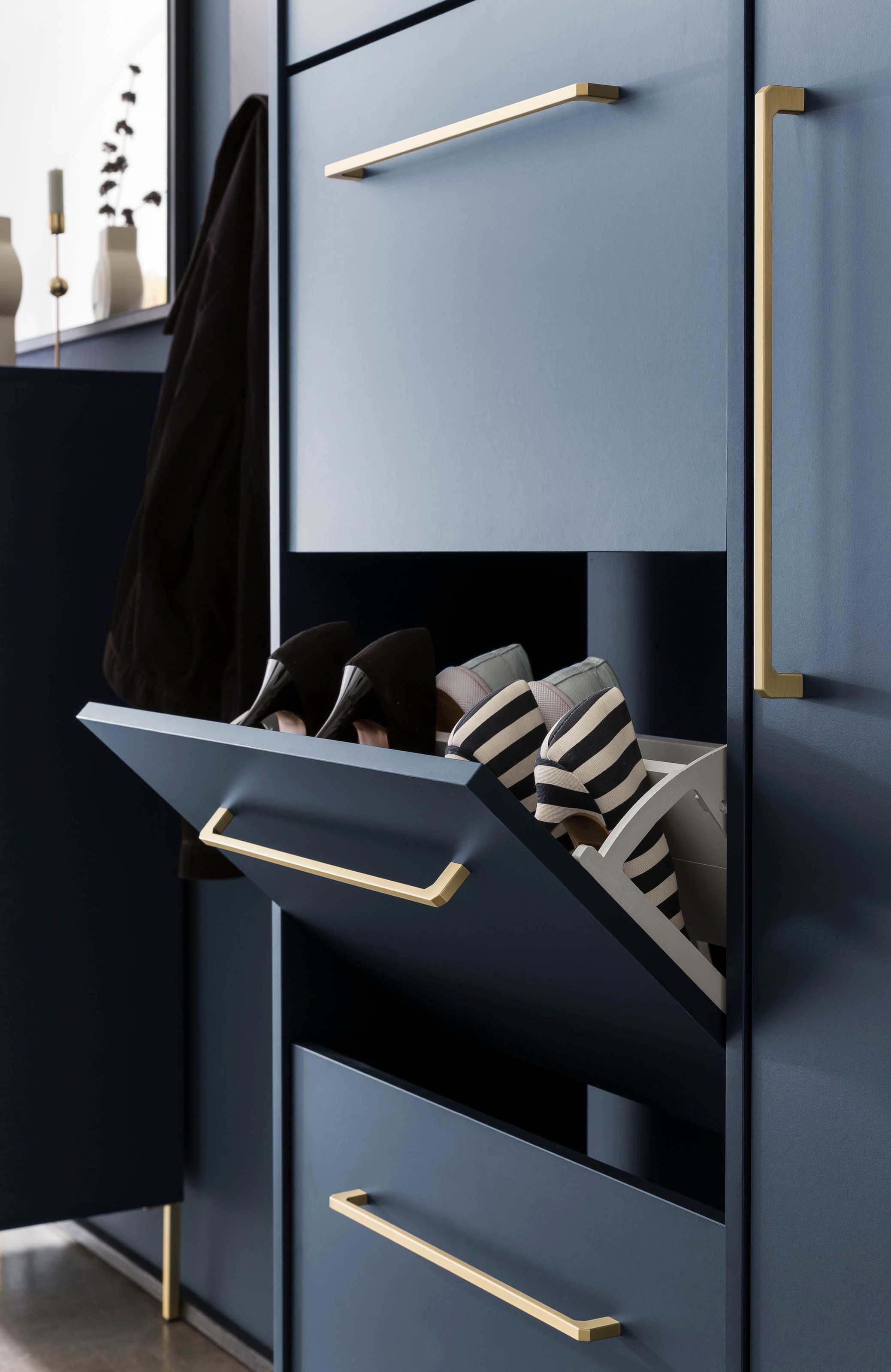 welltime Schuhschrank »Kent mit goldfarbenen Griffen«, Breite 88,4 cm, made in Germany