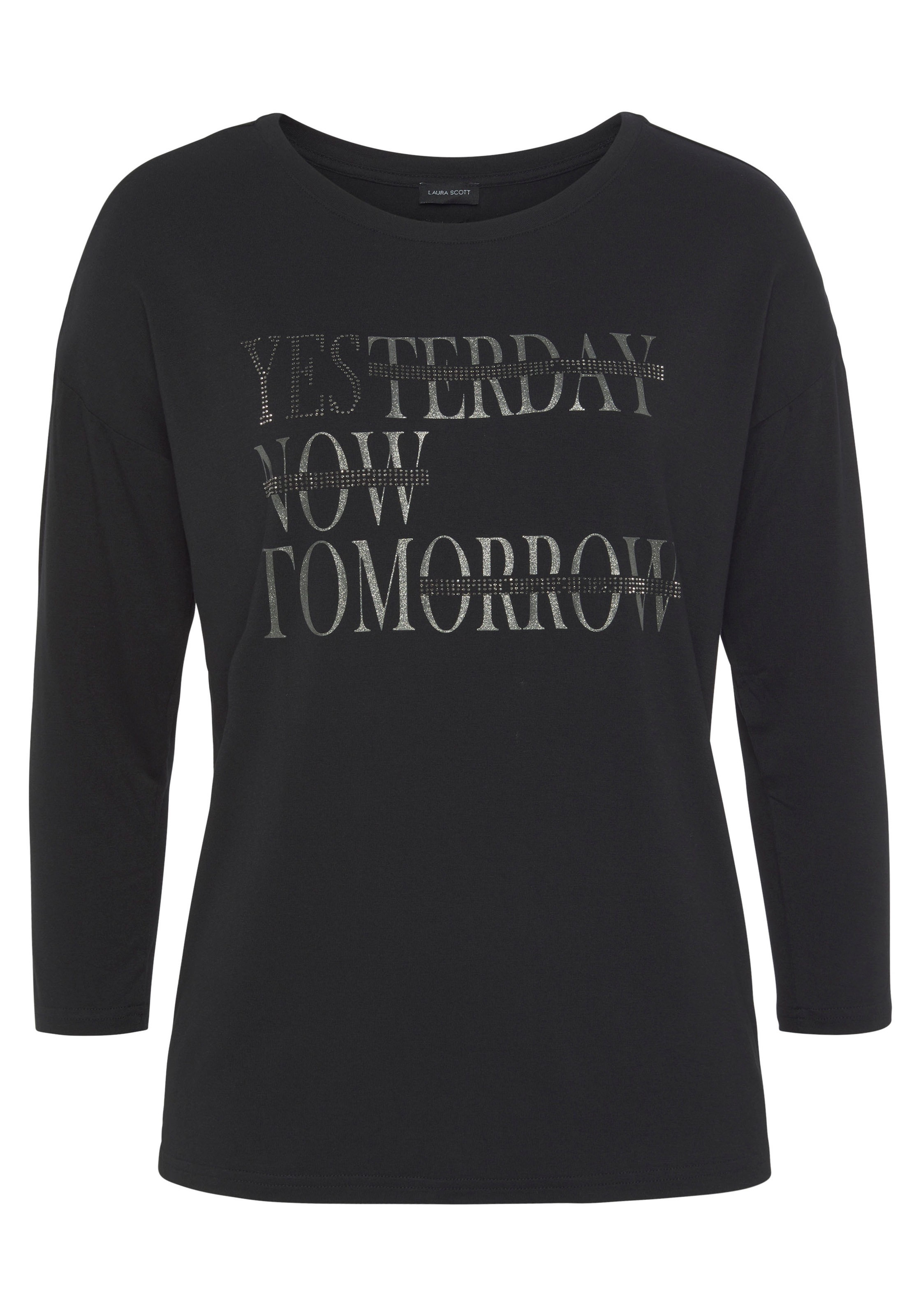 Laura Scott 3/4-Arm-Shirt, mit glitzerndem Schriftzug