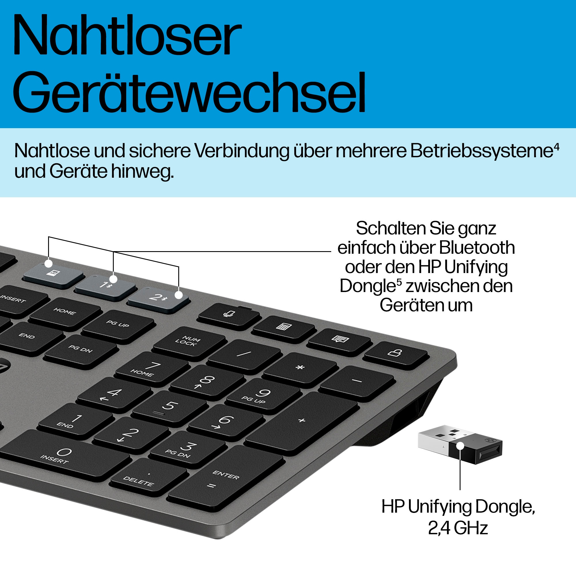 HP Tastatur- und Maus-Set »720 Kombo mit wiederaufladbarer kabelloser Tastatur und Maus«