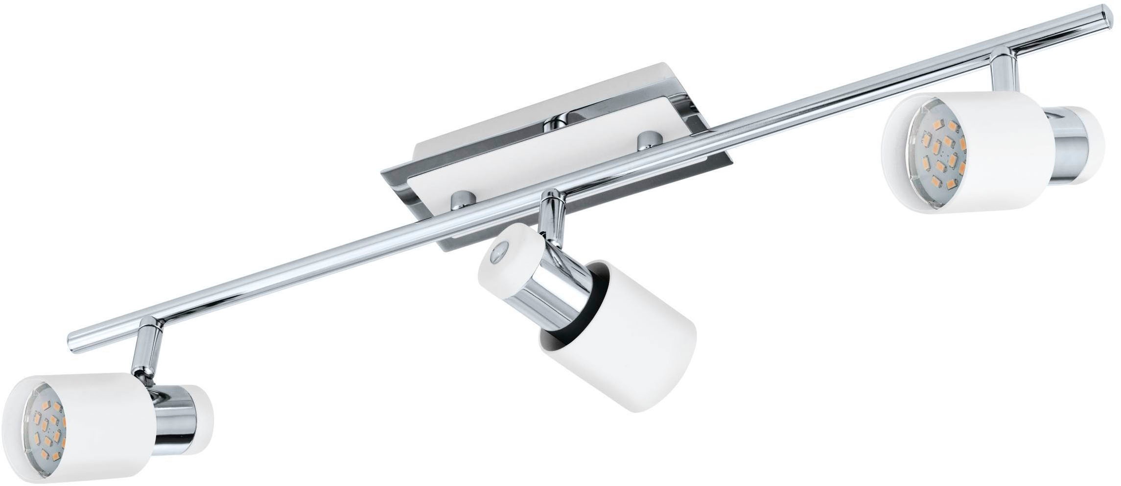 EGLO Deckenleuchte »Davida Deckenlampe, Deckenspot aus Metall, Wohnzimmerlampe, GU10« GU10 1 Stk. Spot - L58 x B7 cm - chrom, weiß - 3X4,6W inkl.