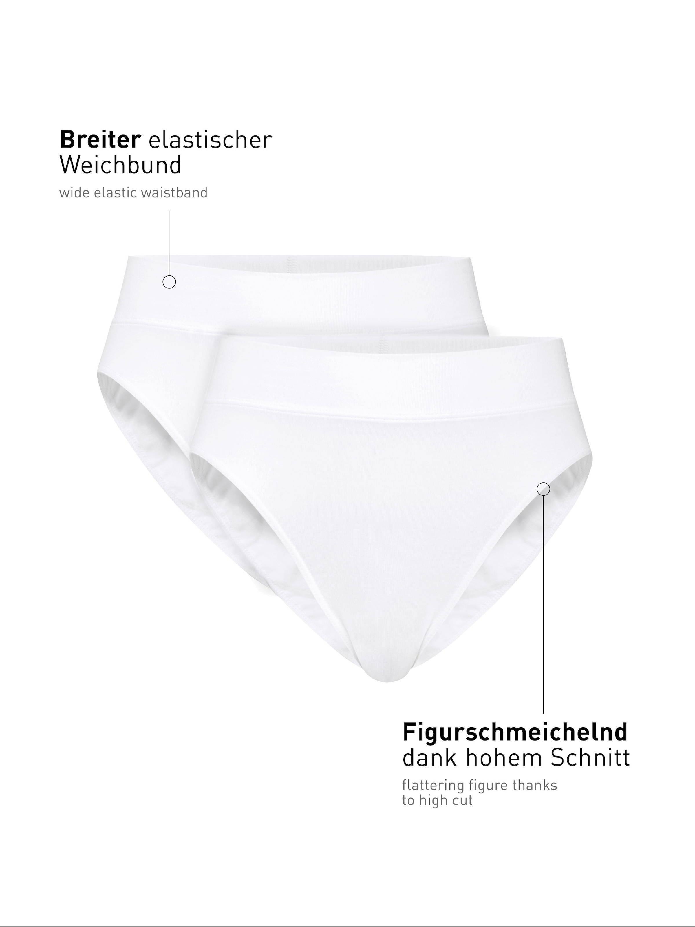 CALIDA High-Waist-Slip »Elastic Duopack«, (2er Pack), breiter Softbund, elastisch, atmungsaktiv, weich