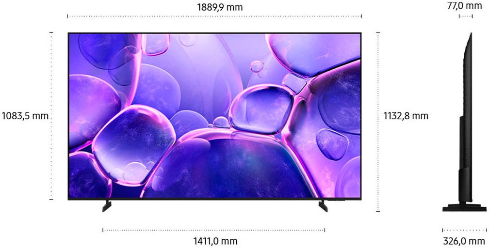 Samsung LED-Fernseher »GU85U8079FU«, 4K Ultra HD, Smart-TV, Crystal UHD, Q-Symphony, Dolby Surround Sound, Triple Tuner, Smart-Hub