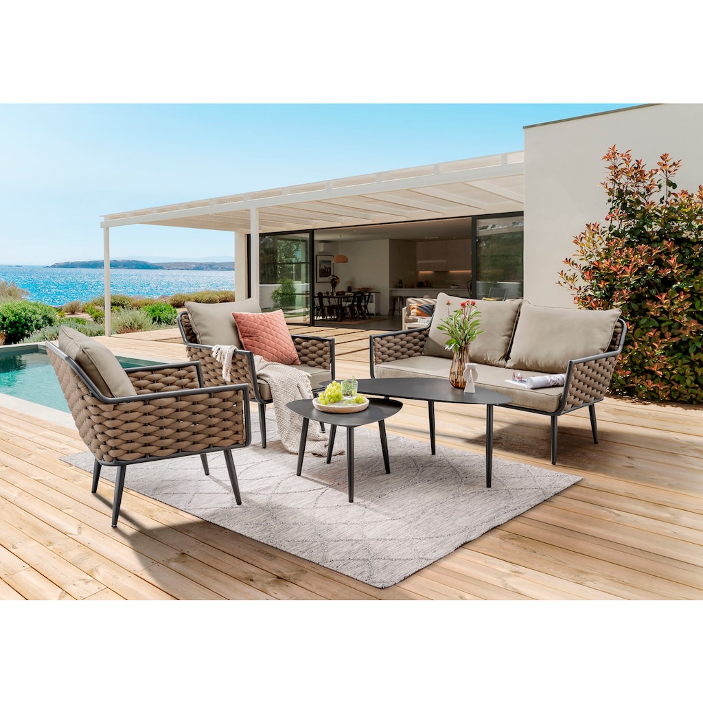 Destiny Gartenlounge-Set »RAVENNA«, (Set, 12 tlg.), Aluminium, 1 Sofa, 2 Sessel, 2 Tische 109x60x45 cm und 60x60x40 cm