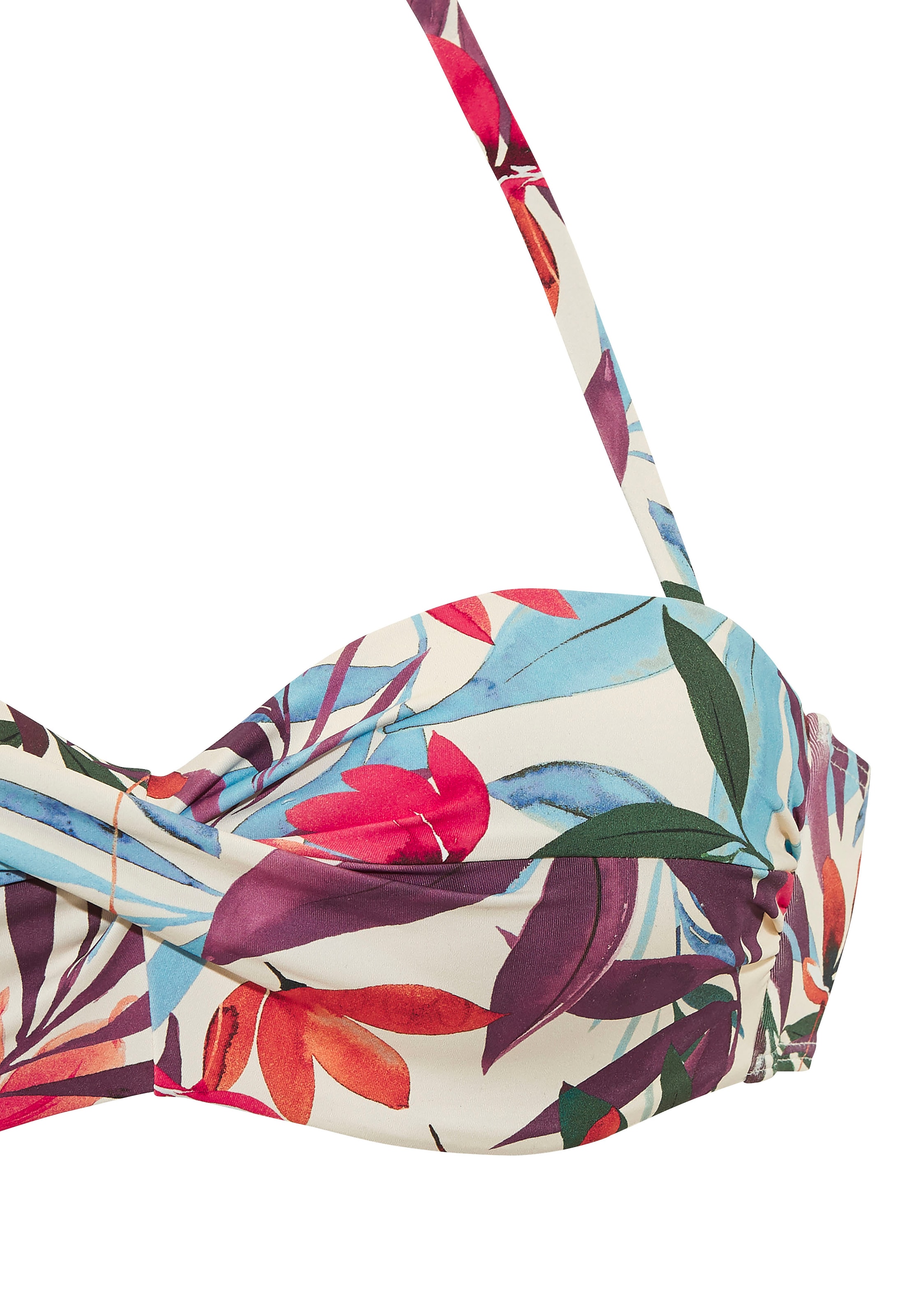 LASCANA Bügel-Bandeau-Bikini-Top »Imani«, mit sommerlichem Blätterprint