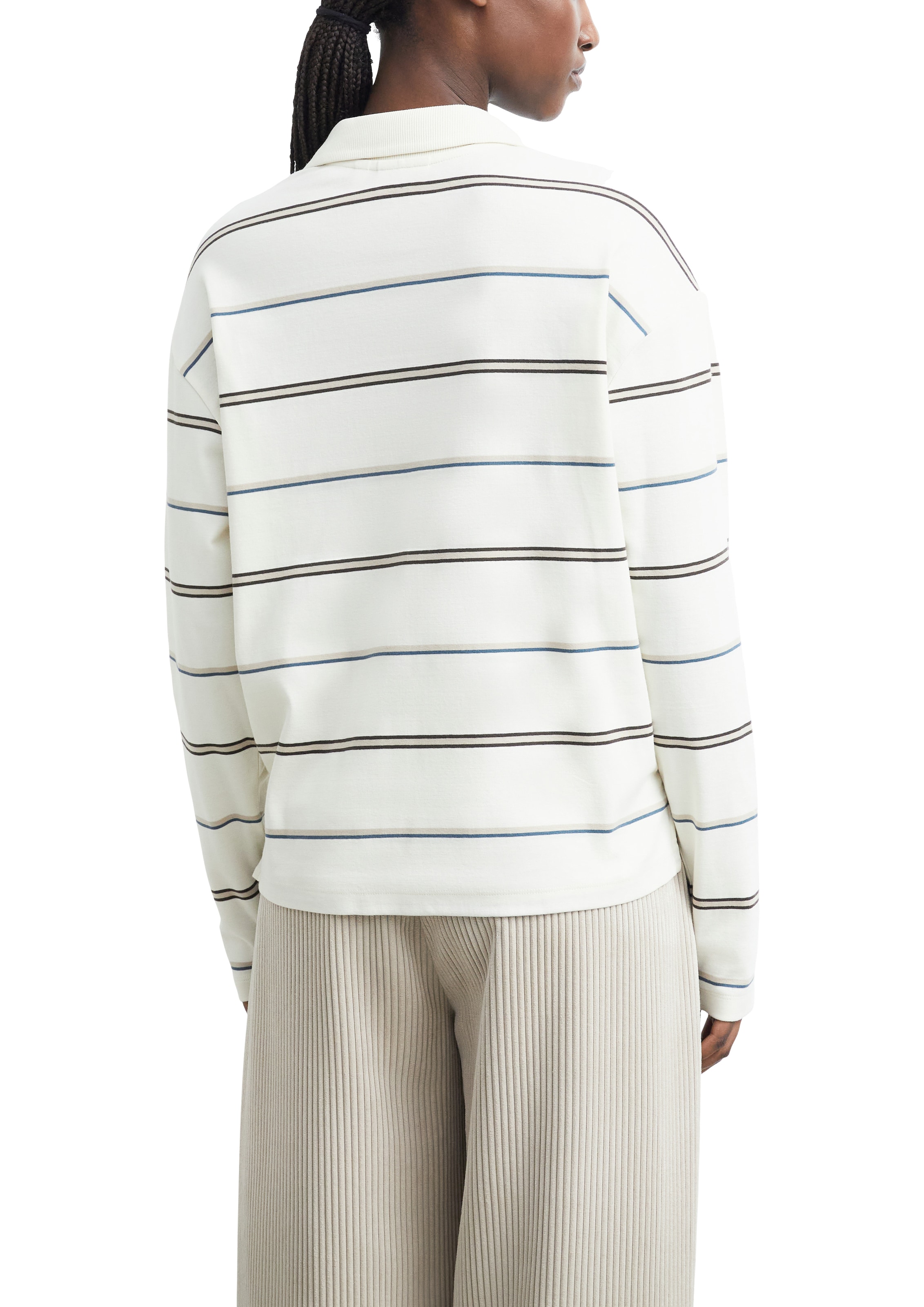 Comma Langarm-Poloshirt mit Streifen