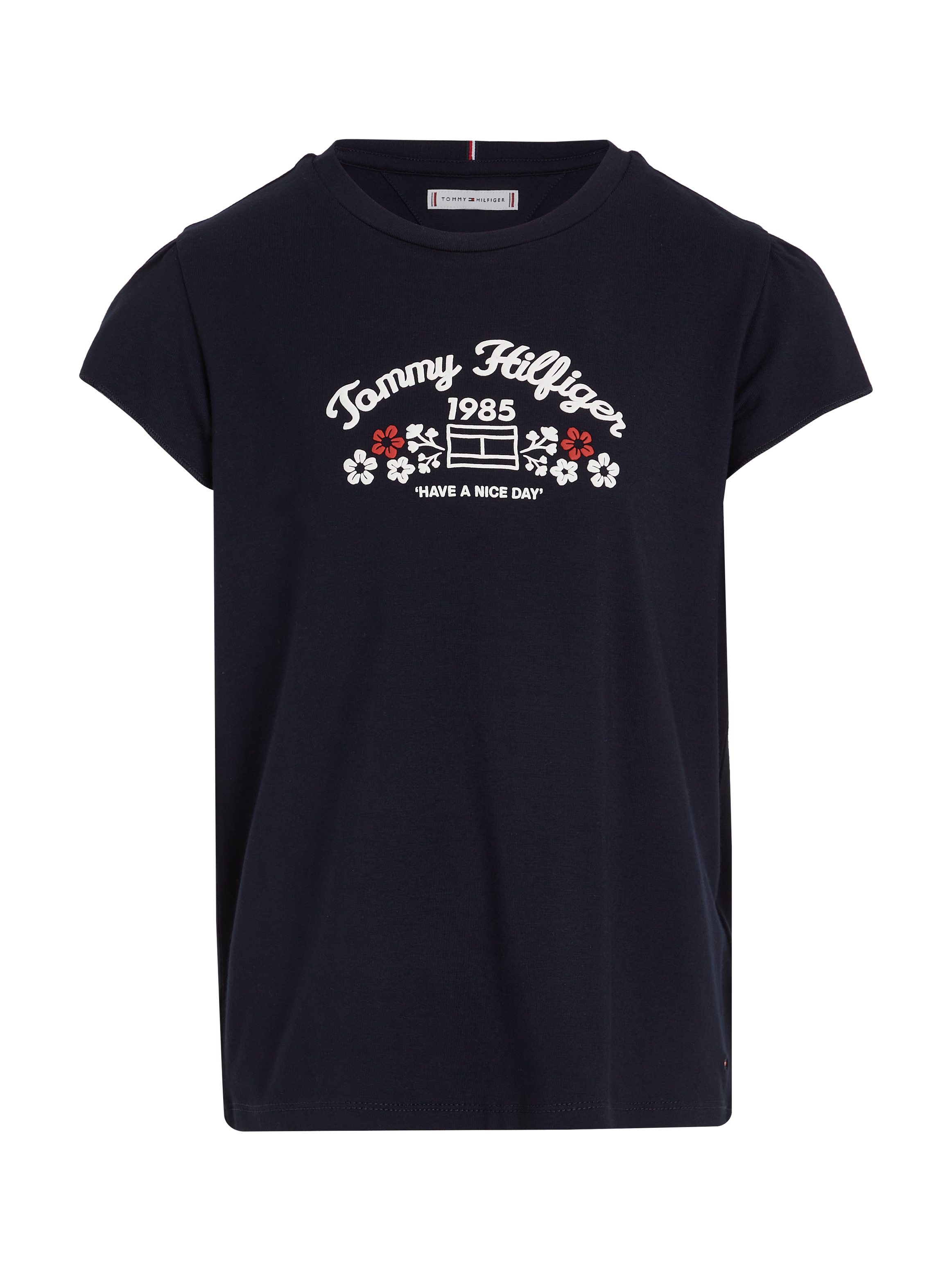 Tommy Hilfiger T-Shirt »FLOWER PUFF PRINT REG TEE SS«, Kinder bis 16 Jahre mit Markenprint