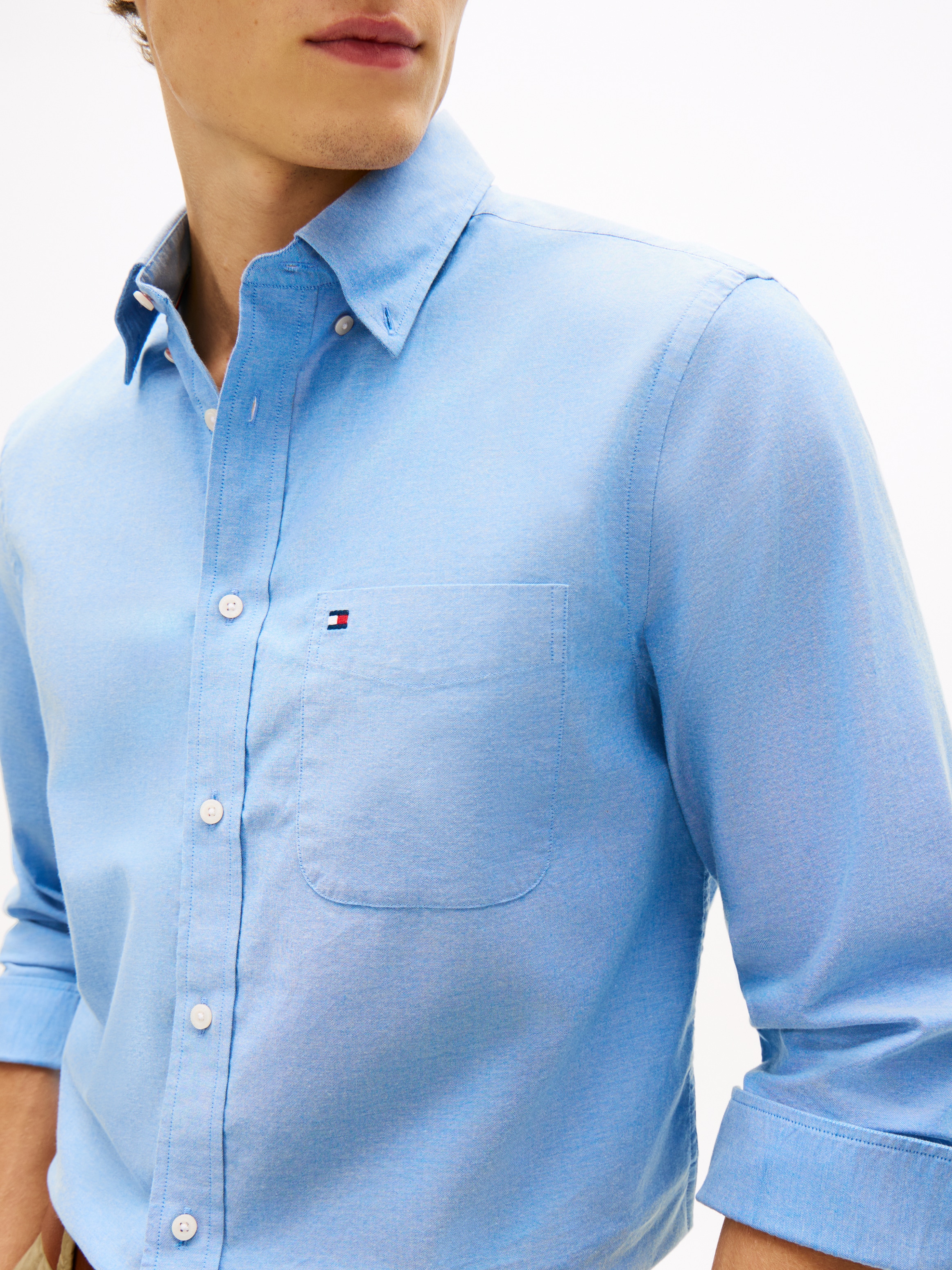 Tommy Hilfiger Langarmhemd »LIGHT OXFORD SOLID Slim Fit«