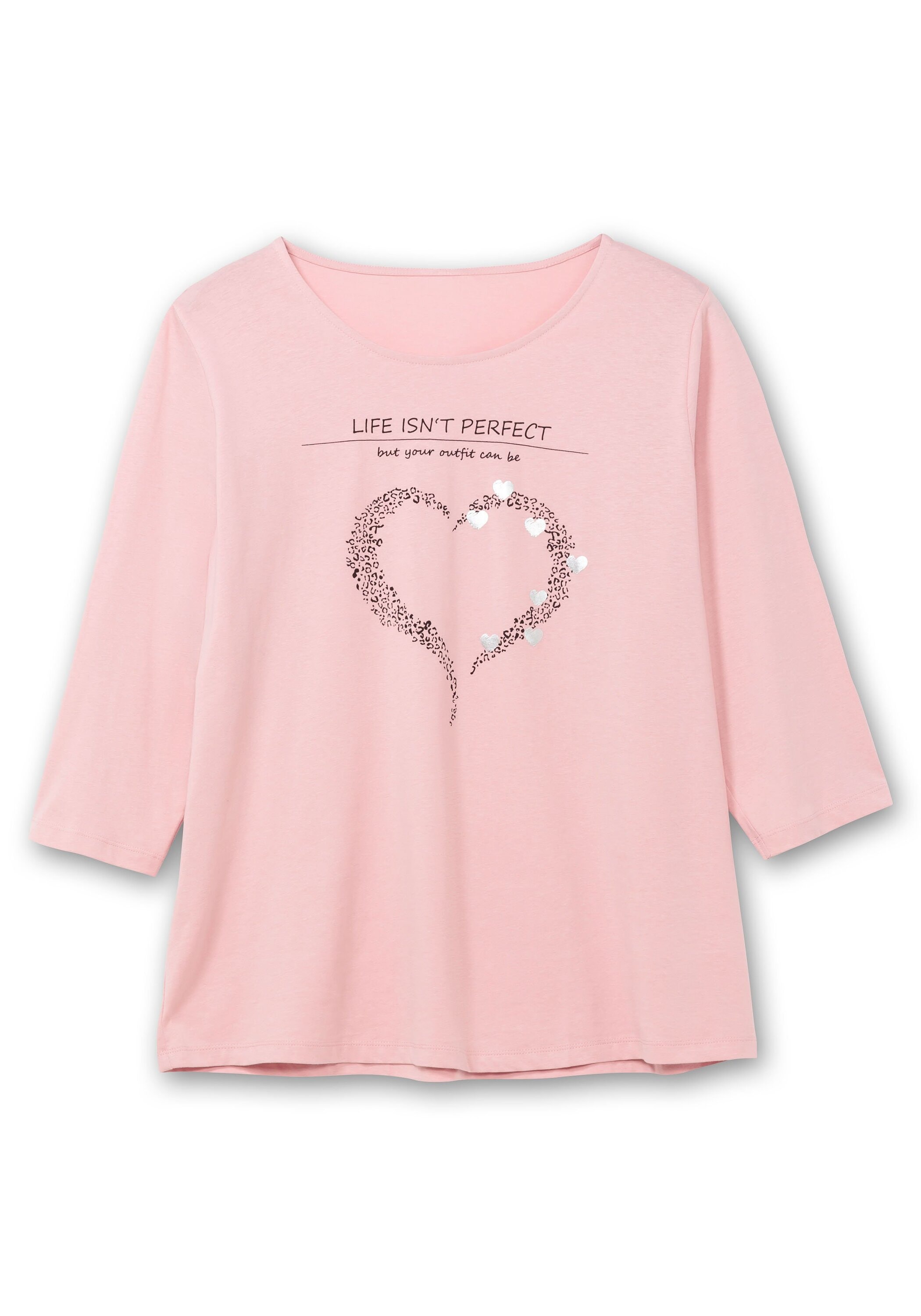 Sheego 3/4-Arm-Shirt »3/4-Arm-Shirt mit Herzmotiv und Glitzerdetails«, mit Herzmotiv und Glitzerdetails
