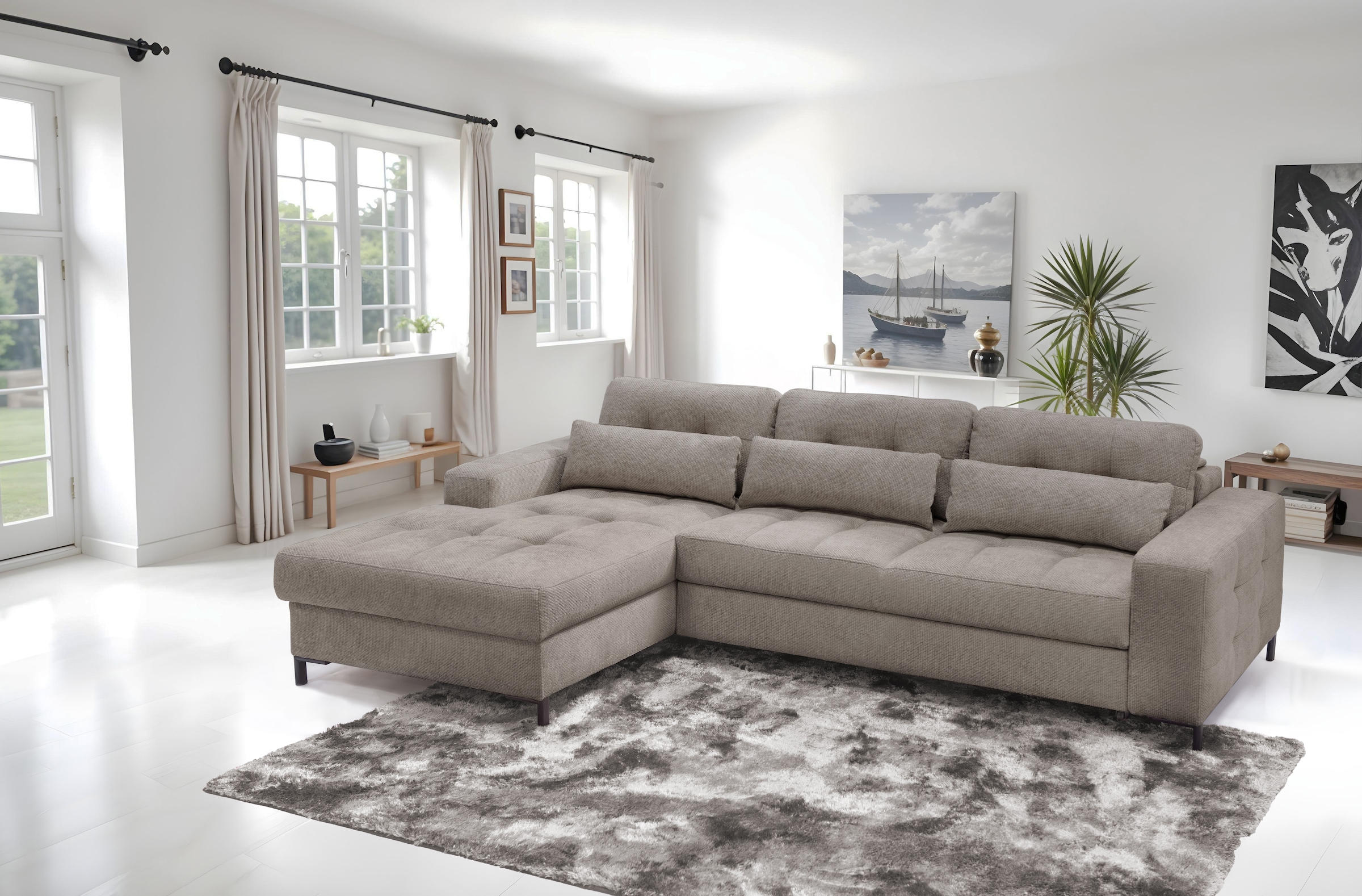 exxpo - sofa fashion Ecksofa »Bonito, mit Rücken- und Sitztiefenverstellung, inkl. Bett & Bettkasten«, Sitztiefenverstellung,Höhenverstellung