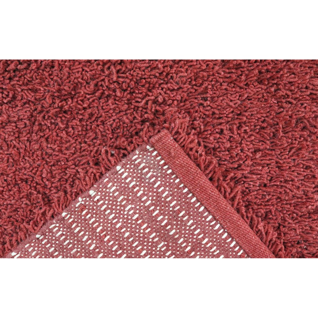morgenland Wollteppich »Shaggy Teppich handgewebt rot«, rechteckig