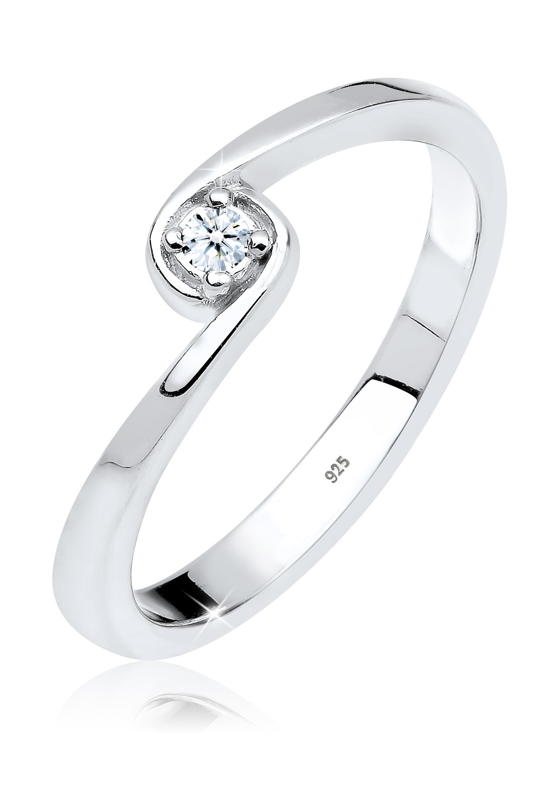 Elli DIAMONDS Trauring »Ring Solitär Verlobung Diamant 0.03 ct. 925 Silber«