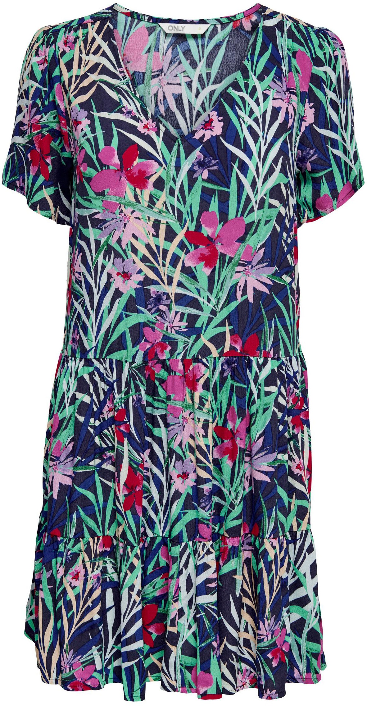 Only Druckkleid »ONLNILA S/S V-NECK DRESS«, mit Volant