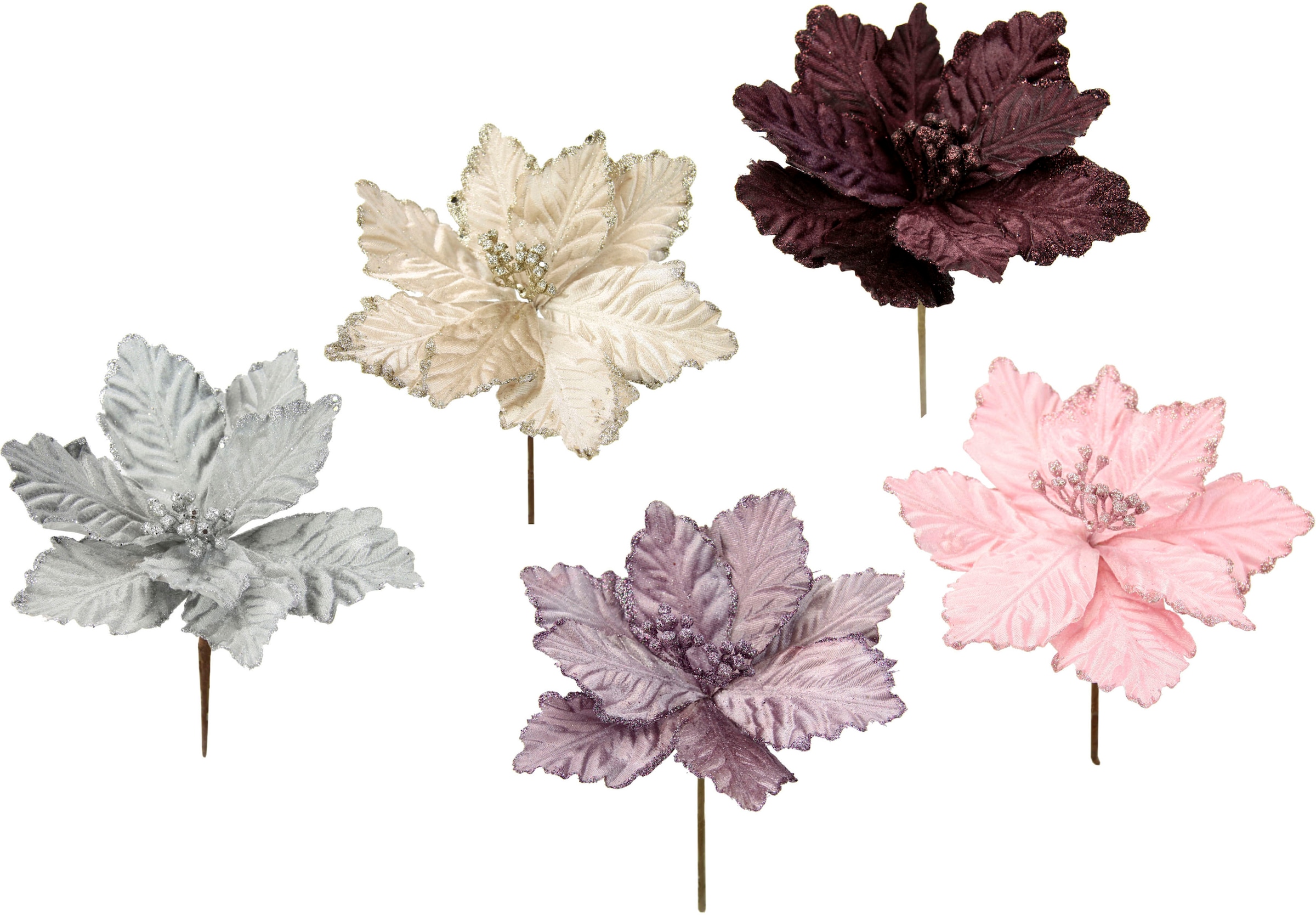 I.GE.A. Kunstblume »Poinsettia«, (5 St.), Kunstblume, Dekoblume, 5er Set  bei OTTO