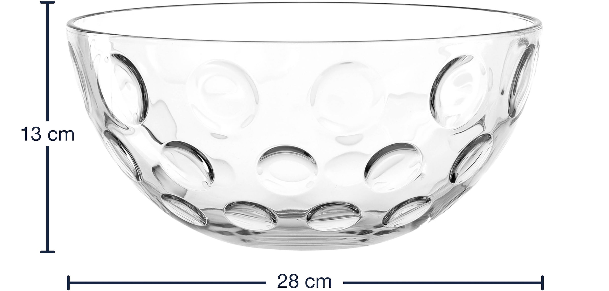 LEONARDO Schale »Schalen-Set CUCINA OPTIC, 5er Set, 4x Ø 14 cm & 1x Ø 28 cm«, 5 tlg., aus Glas, spülmaschinengeeignet