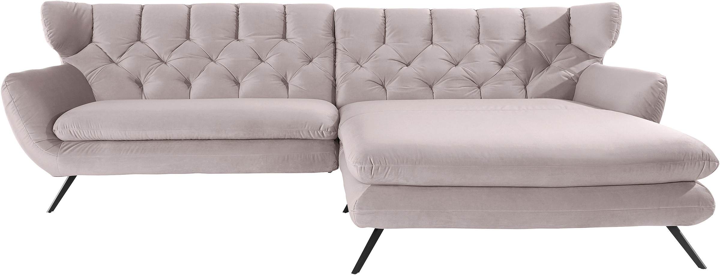 3C Candy Ecksofa »Beatrice Designsofa in moderner Retrooptik, bequem und extravagant«, mit Rückensteppung im Rautenmuster, Ohrenbacken Optik, L-Form