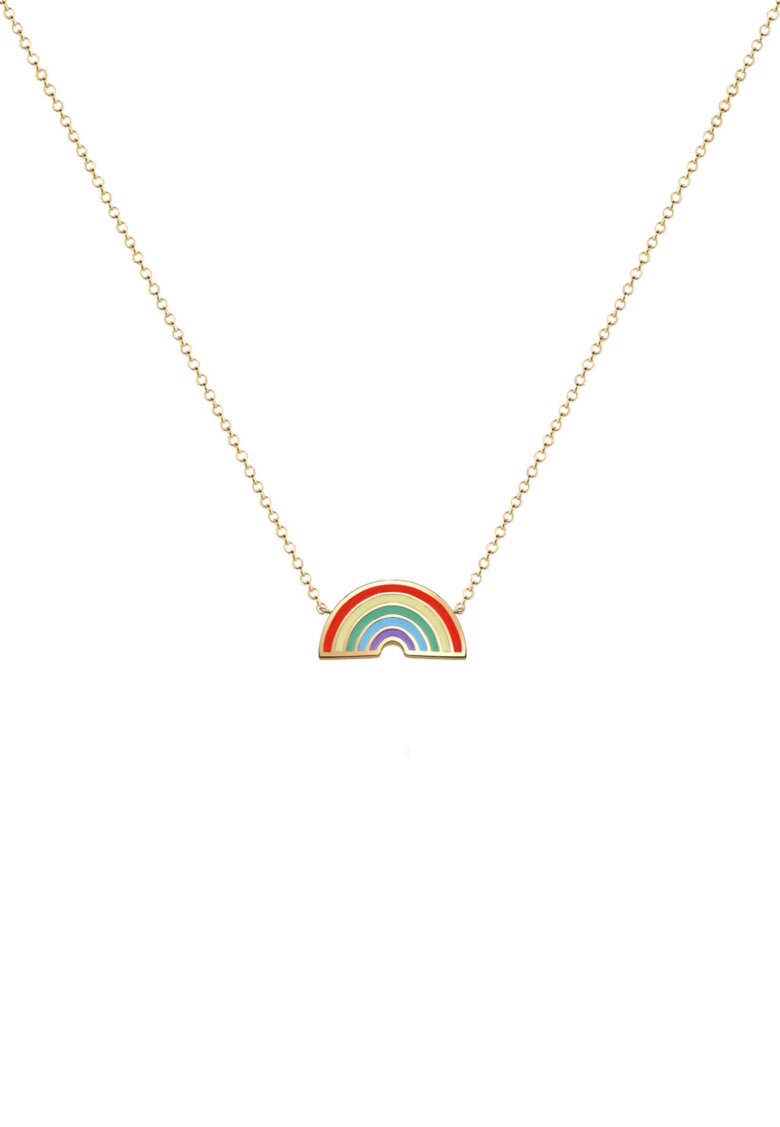 Elli Kette mit Anhänger »Halskette Regenbogen Bunt 925 Sterling Silber vergoldet«