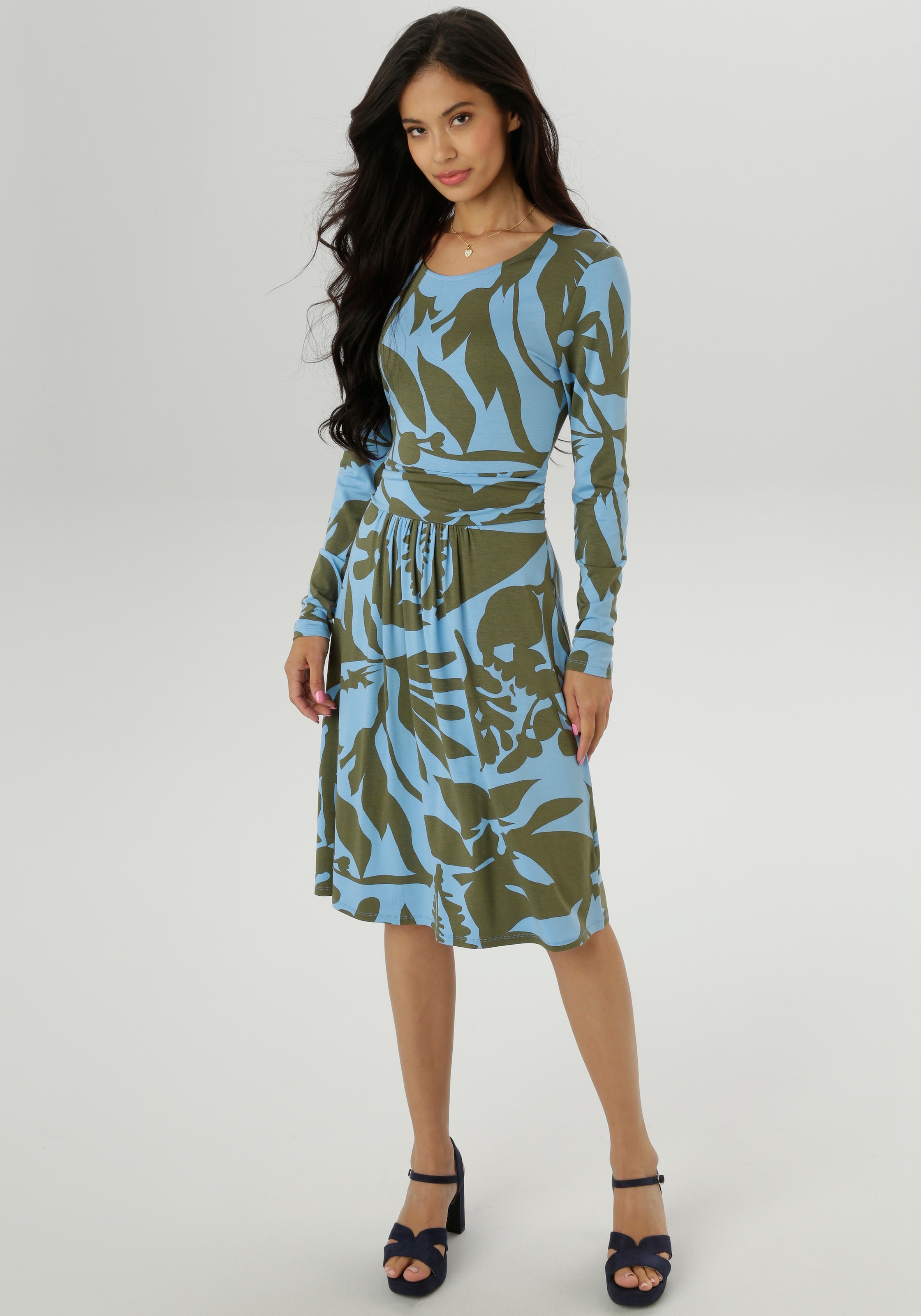 Aniston SELECTED Jerseykleid, mit gerafften Taillenbund - NEUE KOLLEKTION