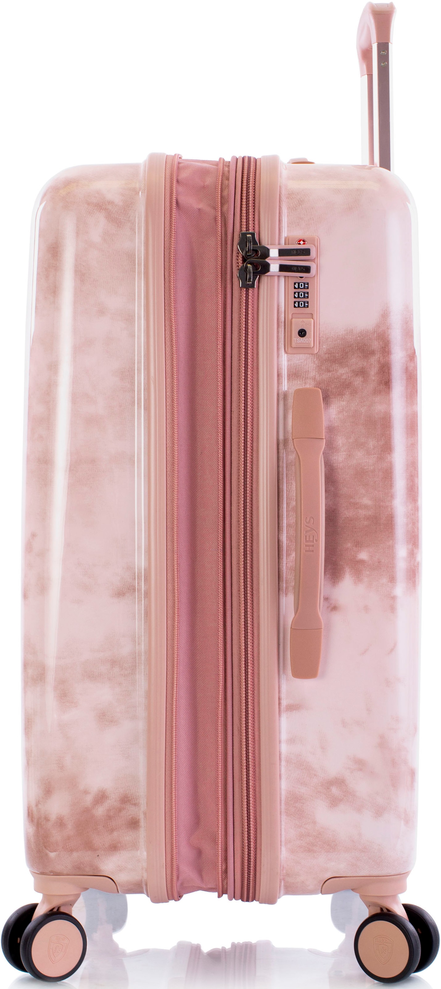 Heys Hartschalen-Trolley »Tie-Dye pink, 66 cm«, 4 Rollen, Reisegepäck Koffer mittel groß TSA Schloss Volumenerweiterung