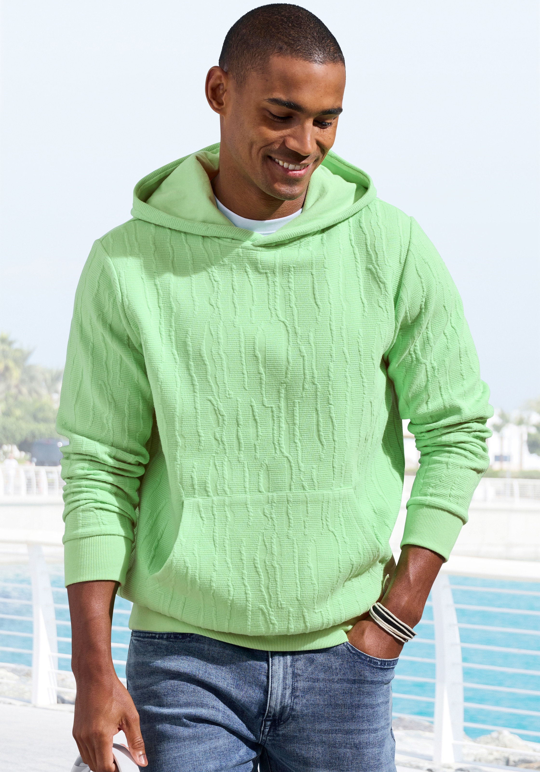 John Devin Hoodie »- Struktur Sweat mit Kapuze«, innen angeraute Sweatware mit besonderer Struktur-Optik

