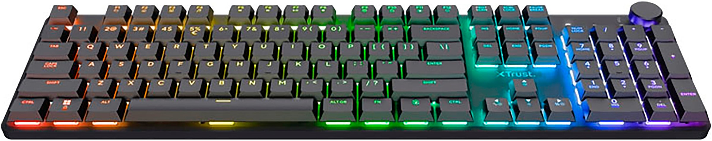 Trust Gaming-Tastatur »GXT 868 Torix«, (Anpassbare Höhe-Ziffernblock-USB-Anschluss-Fn-Tasten-Multimedia-Tasten-Windows-Sperrtaste)