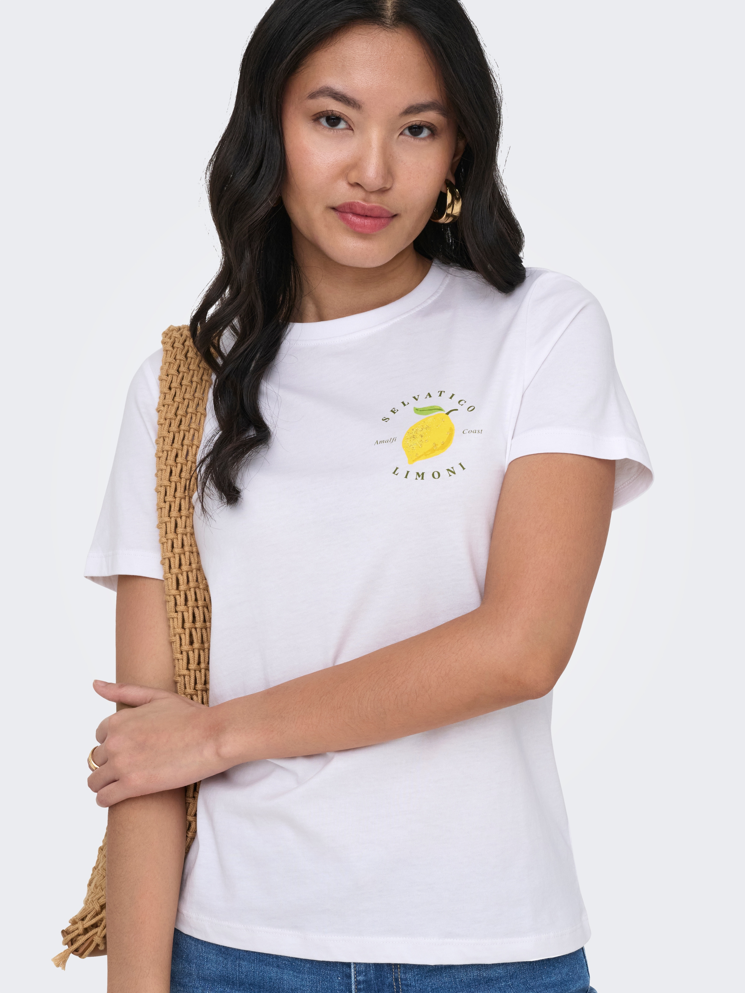 ONLY T-Shirt »ONLKITA S/S PEARL TOP BOX JRS« Baumwolle, regular fit, Rundhals