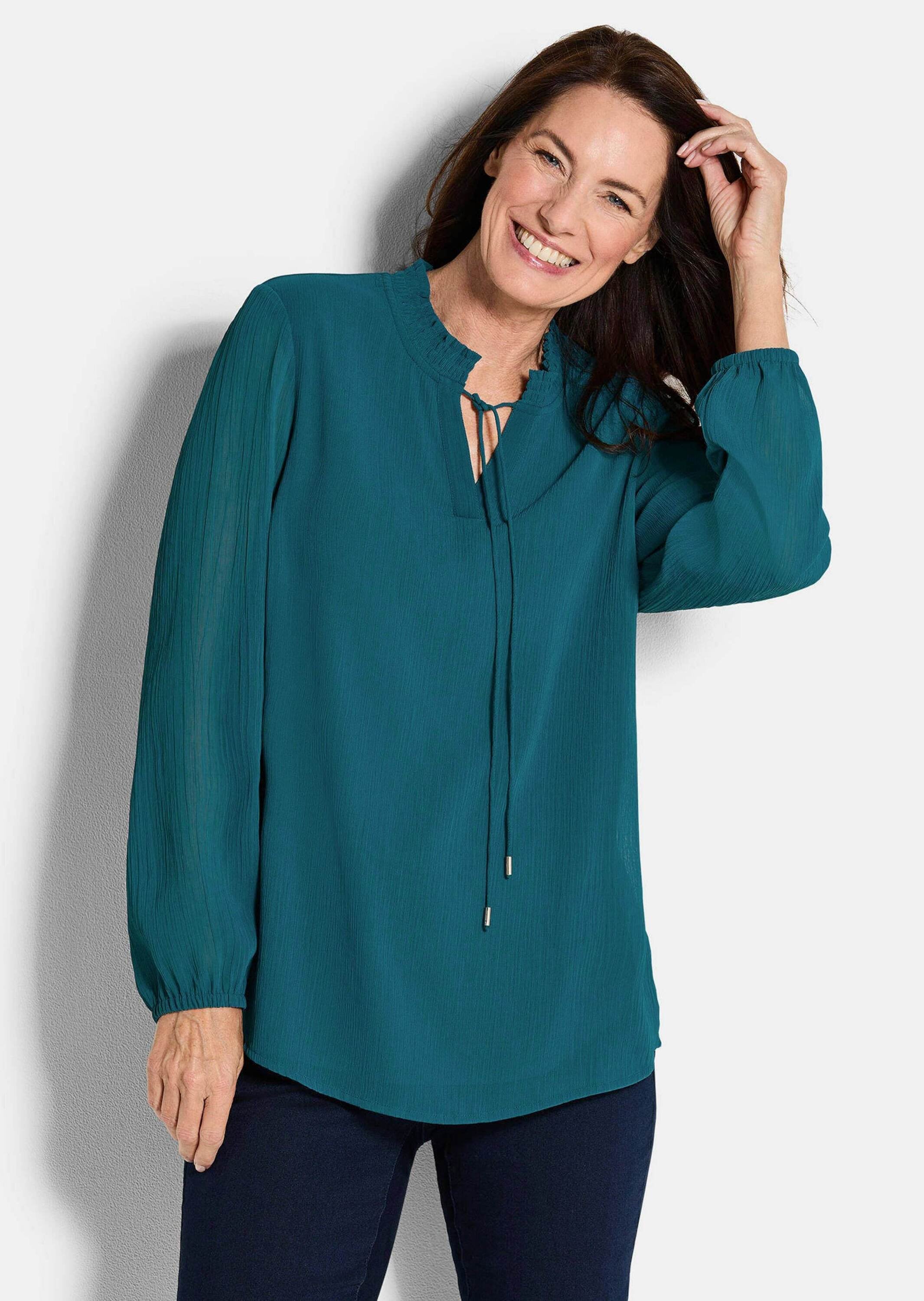 GOLDNER Chiffonbluse »Chiffonbluse mit femininem Ausschnitt«